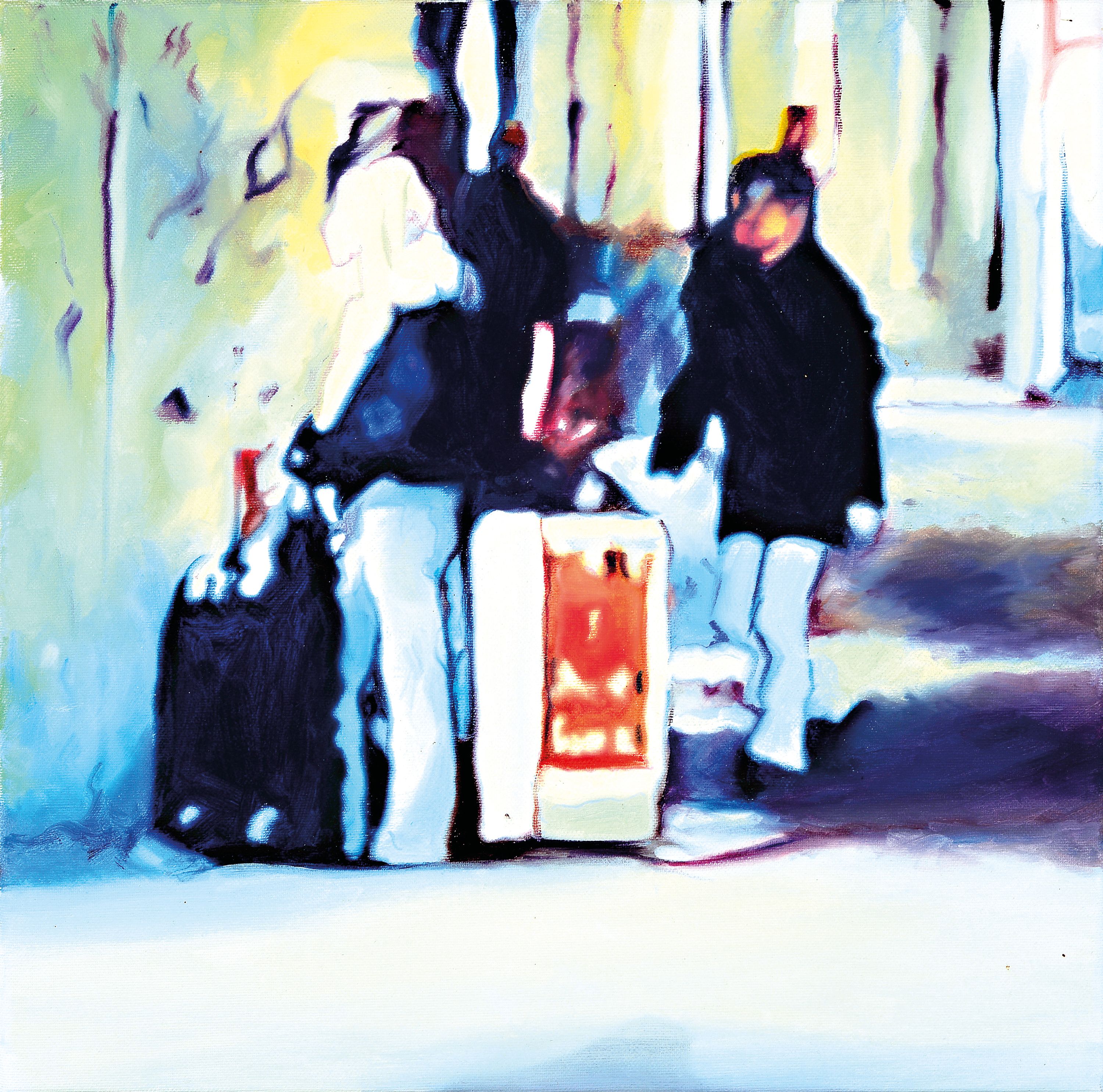 Cameron Rudd, geb. 1973, Hamburger Bahnhof, Öl/Lwd, rückseitig betitelt, dat. 2001 und signiert, ca. 40x40cm