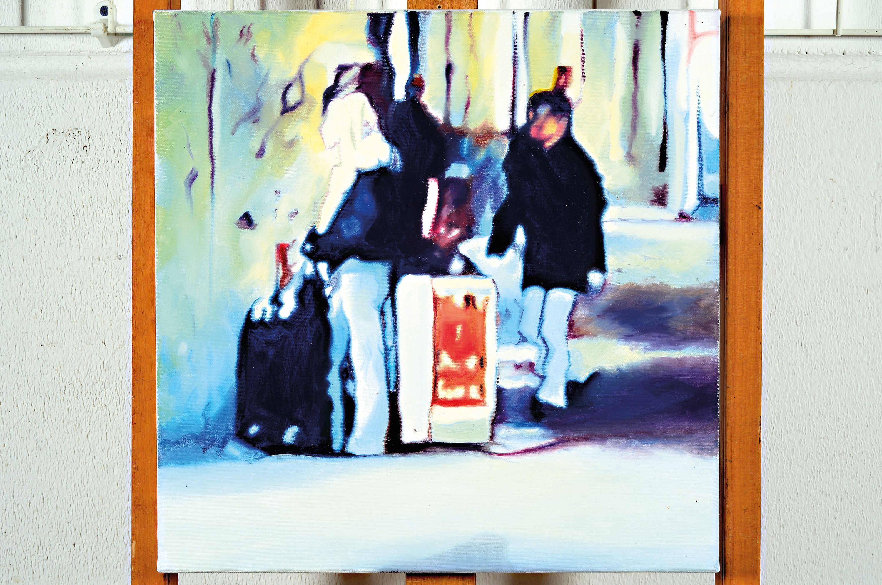 Detail k: Cameron Rudd, geb. 1973, Hamburger Bahnhof, Öl/Lwd, rückseitig betitelt, dat. 2001 und signiert, ca. 40x40cm