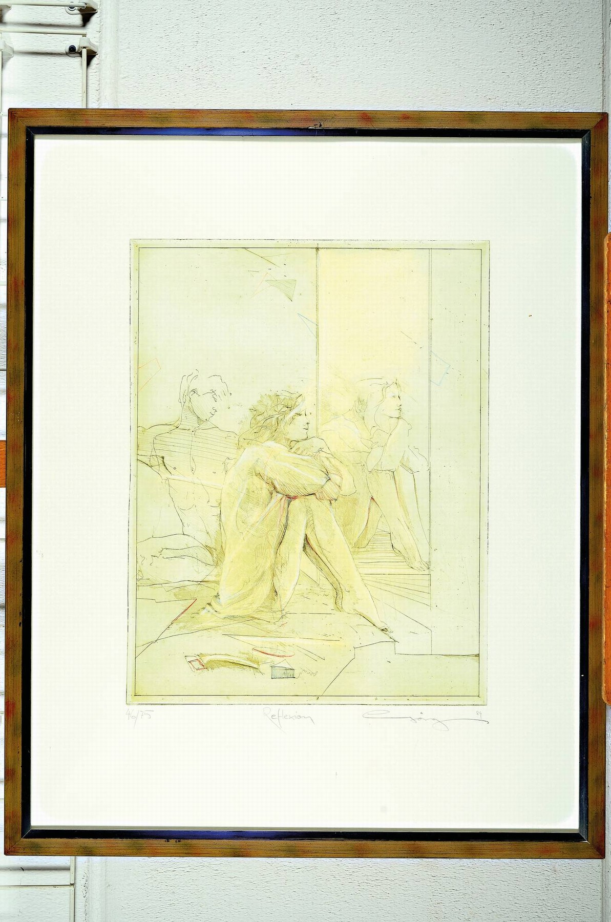 Detail l: Jürgen Görg, geb. 1951 Dernbach, 4 Farblithographien: Sehnsucht, Umarmung, Reflexion, Walk out, alle handsigniert und num. 46/75, je ca. 49x38cm, ...