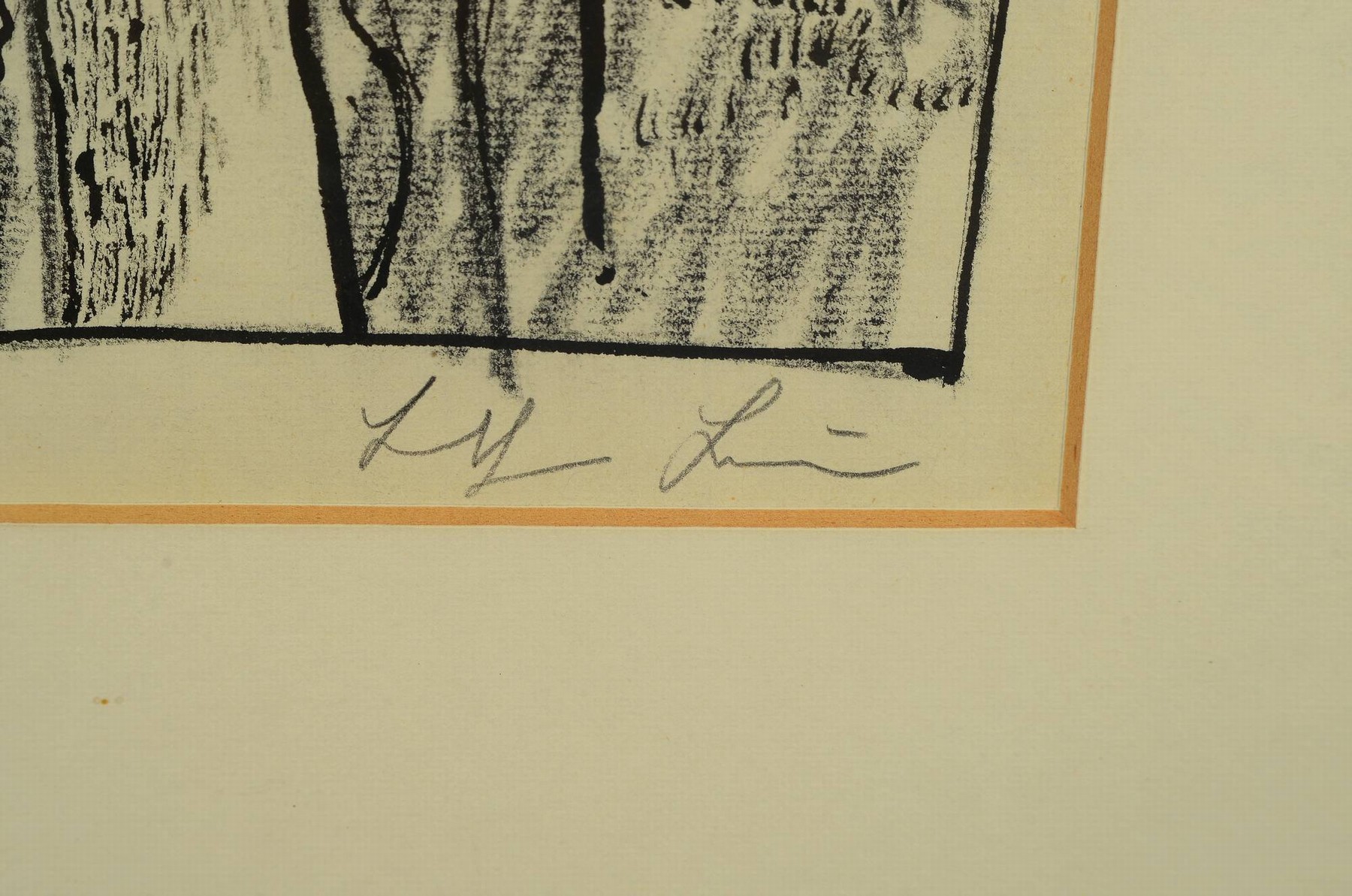 Detail b: Lothar Braun, geb. 1931 Krefeld, drei Zeichnungen: 1x Straßencafé, Tuschfeder auf Papier, sign. und dat. 64, ca. 29x39cm, PP, u.Gl., R. ca. ...