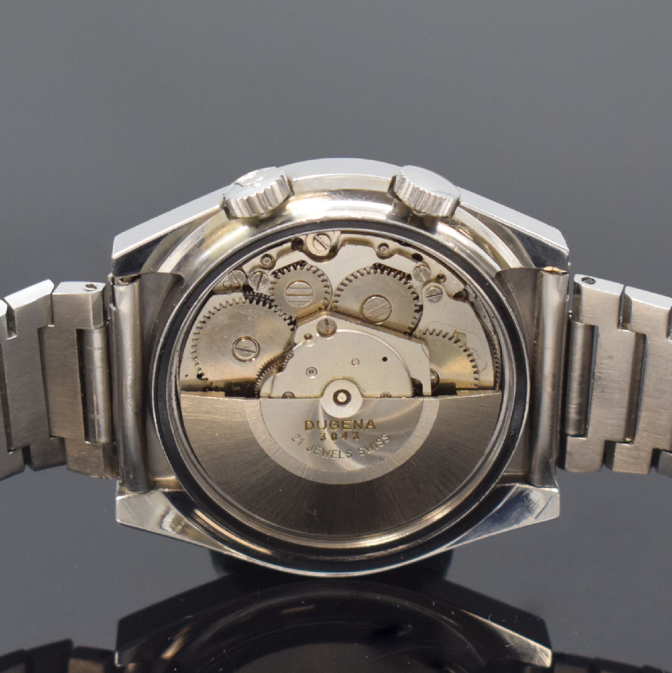 Detail k: ALPINA, DUGENA und Tutima 3 Armbanduhren in Stahl, Schweiz 1970er Jahre, Automatik, Böden verschr., 1) Alpina Futura, unsign. Geh., silb./blaues ...