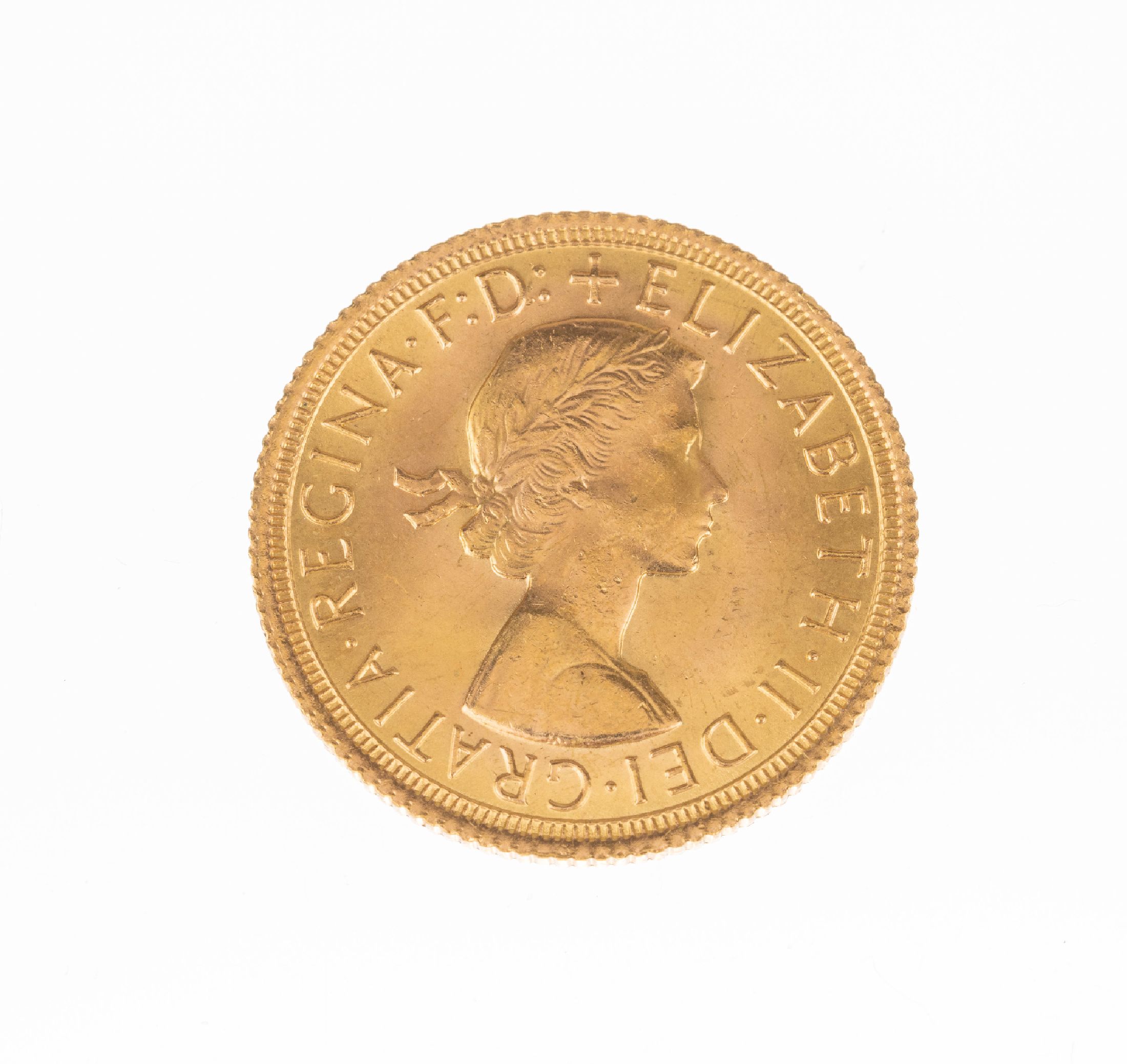 Goldmünze Sovereign, Großbritannien, 1967, Elizabeth II., RV: Heiliger Georg hoch zu Rossim Kampf mit dem Drachen