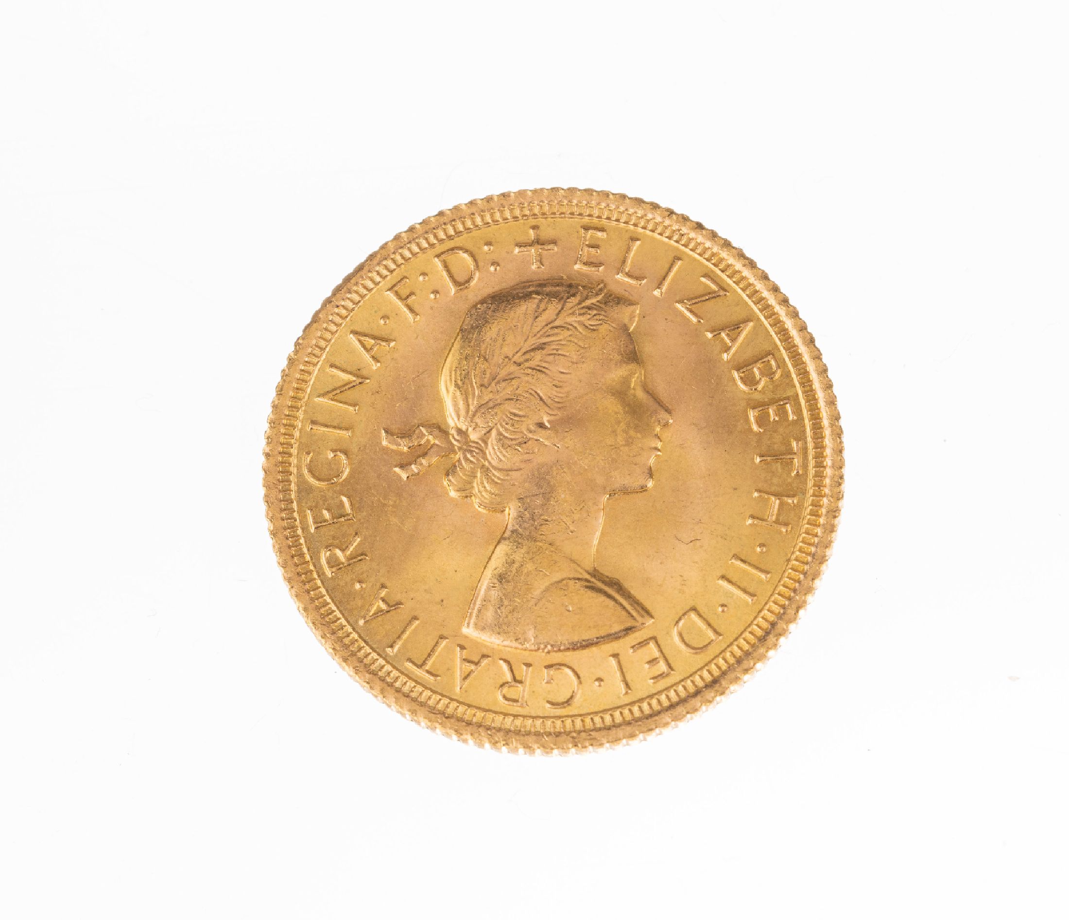 Goldmünze Sovereign, Großbritannien, 1967, Elizabeth II., RV: Heiliger Georg hoch zu Rossim Kampf mit dem Drachen