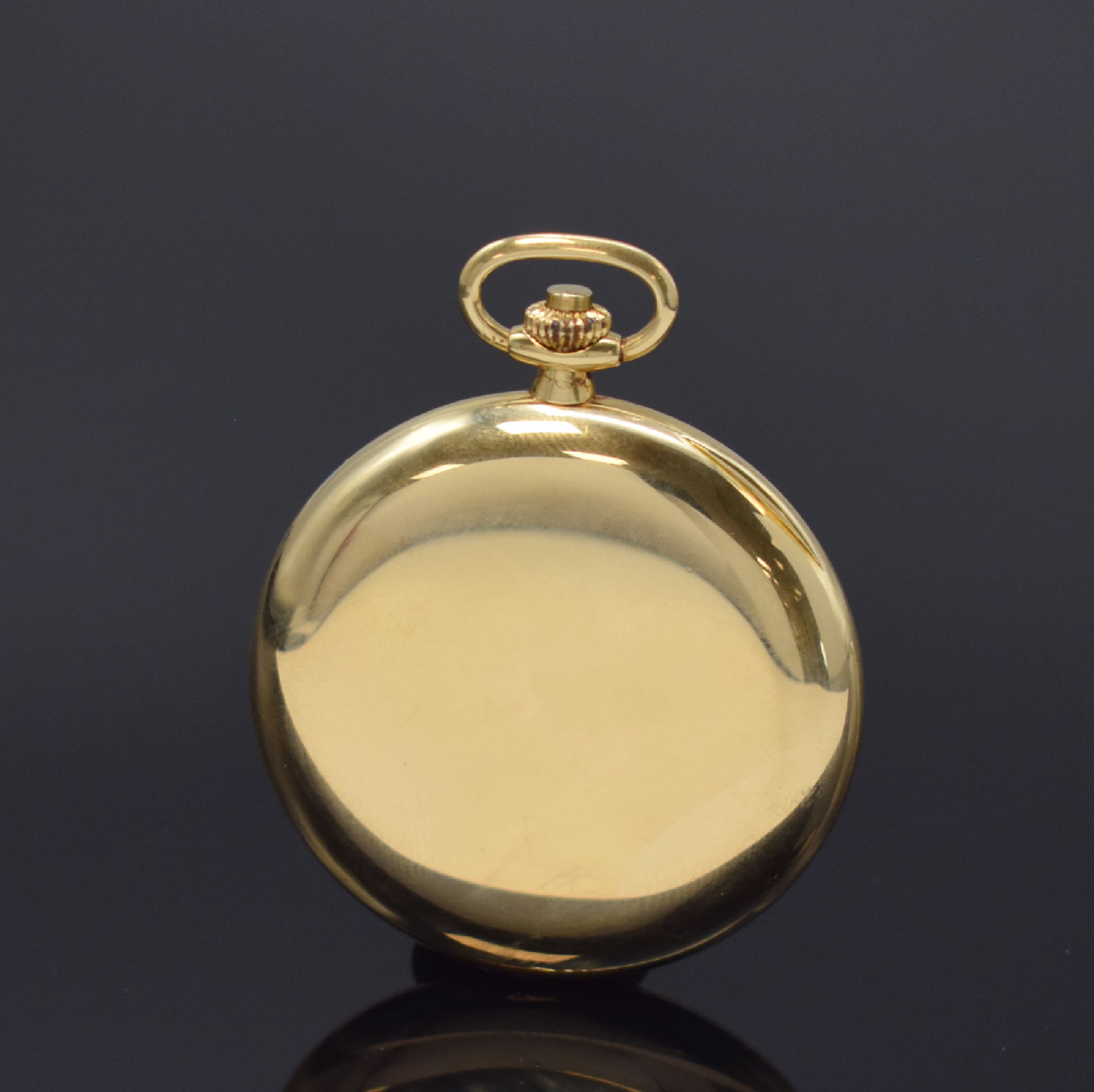 Detail a: C. H. MEYLAN offene Taschenuhr mit Schaltradchronograph in GG 750/000 Nr. 6737, Schweiz um 1920, glattes, 3-teil. Gehäuse, Boden und Glasrand ...