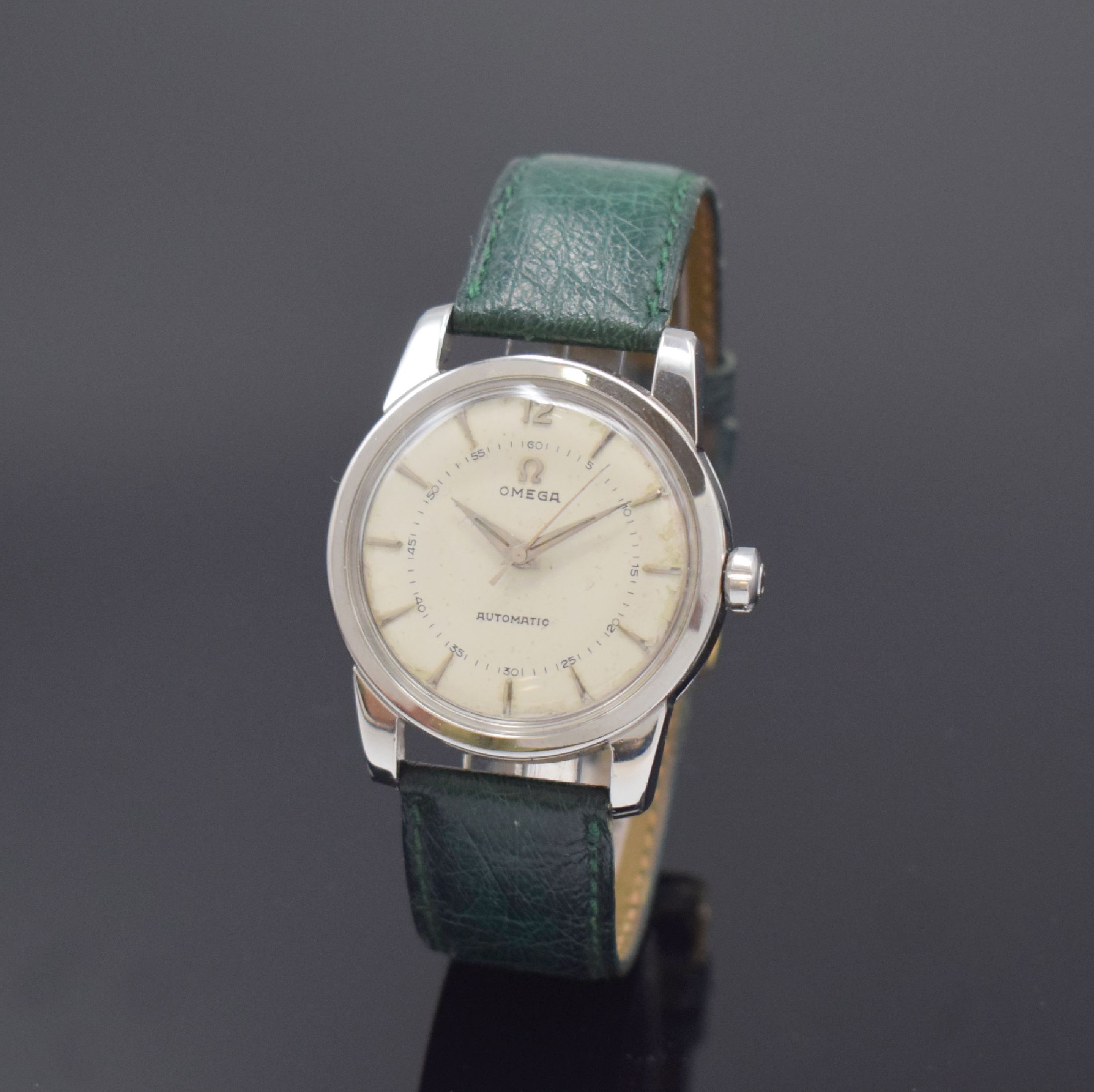 OMEGA Herrenarmbanduhr Seamaster in Stahl Referenz 2846-2848 1SC, Schweiz um 1957, Boden aufgedr., rest., vers. Zifferbl. m. aufgel. Indizes ...