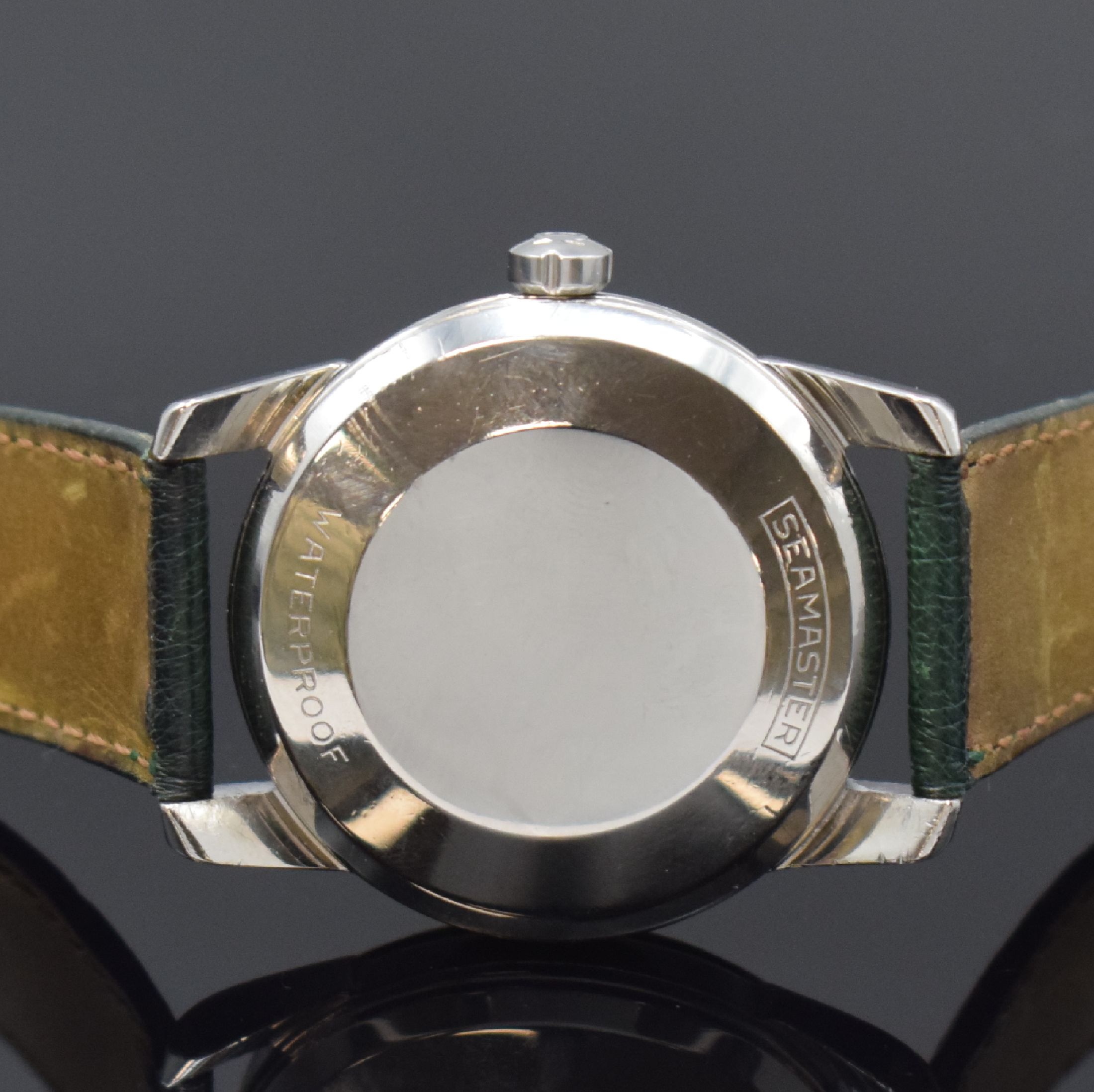 Detail c: OMEGA Herrenarmbanduhr Seamaster in Stahl Referenz 2846-2848 1SC, Schweiz um 1957, Boden aufgedr., rest., vers. Zifferbl. m. aufgel. Indizes ...