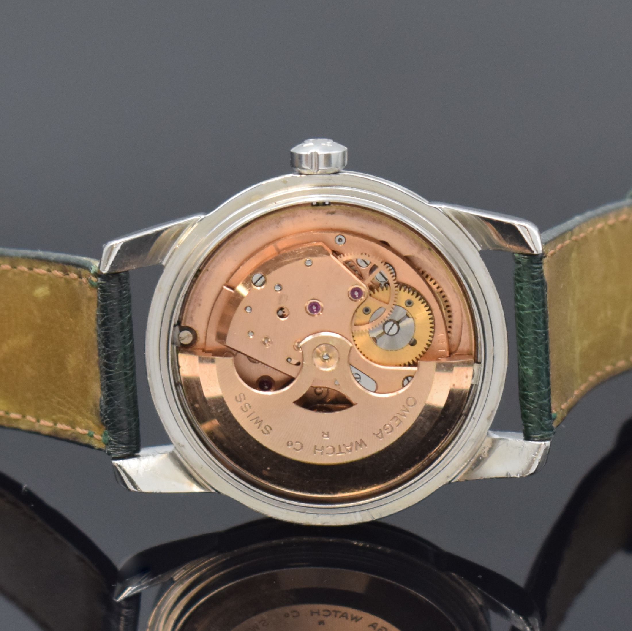 Detail d: OMEGA Herrenarmbanduhr Seamaster in Stahl Referenz 2846-2848 1SC, Schweiz um 1957, Boden aufgedr., rest., vers. Zifferbl. m. aufgel. Indizes ...