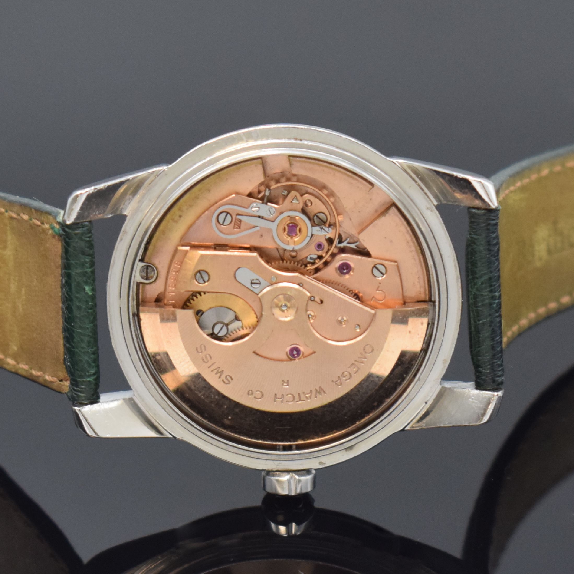 Detail e: OMEGA Herrenarmbanduhr Seamaster in Stahl Referenz 2846-2848 1SC, Schweiz um 1957, Boden aufgedr., rest., vers. Zifferbl. m. aufgel. Indizes ...