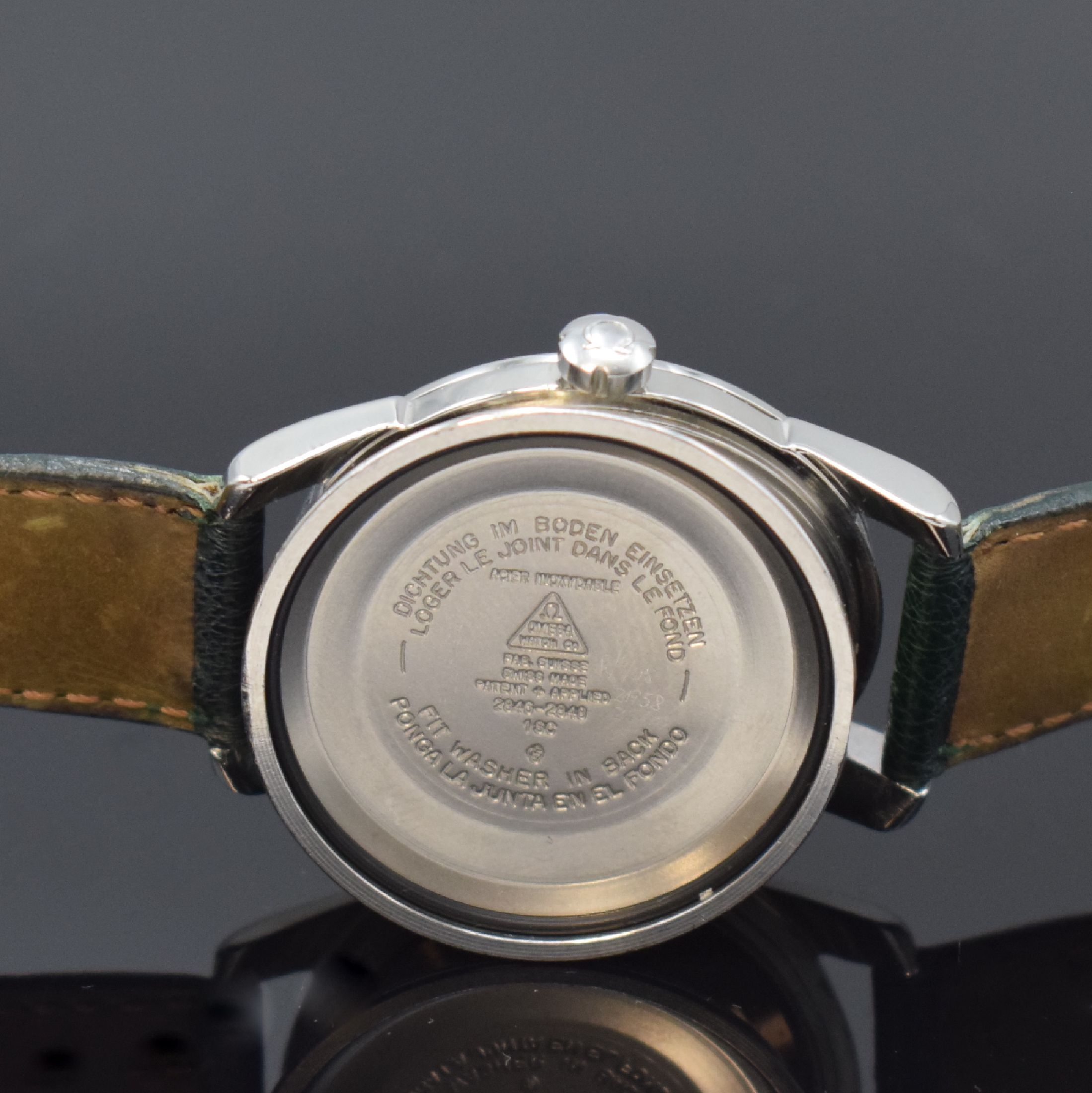 Detail f: OMEGA Herrenarmbanduhr Seamaster in Stahl Referenz 2846-2848 1SC, Schweiz um 1957, Boden aufgedr., rest., vers. Zifferbl. m. aufgel. Indizes ...