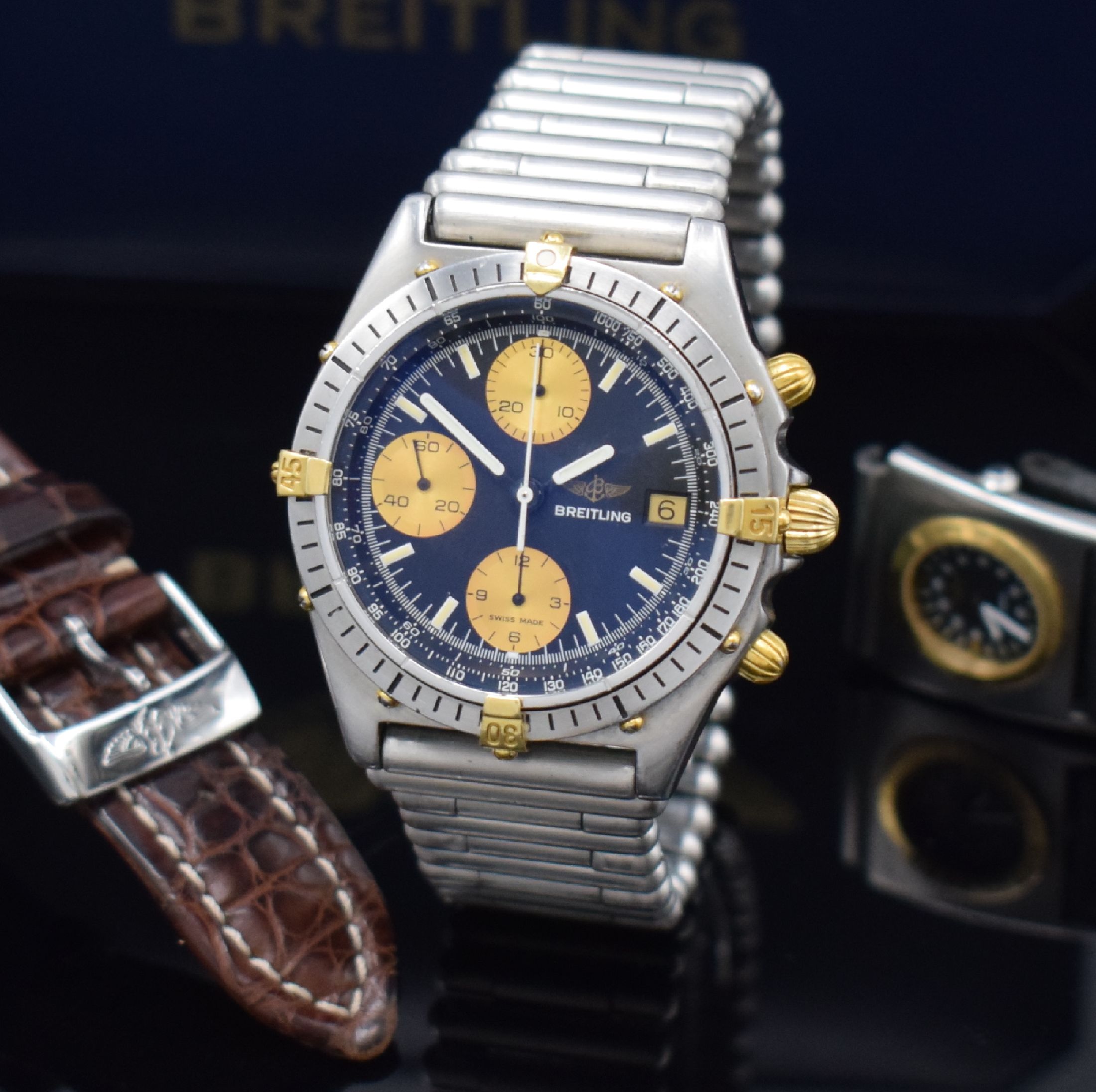 Detail a: BREITLING Chronomat Herrenarmbanduhr Referenz 81.950, Automatik, Schweiz um 1989, Gehäuse in Edelstahl/Gold komb. inkl. Roleauxband m. dopp. ...