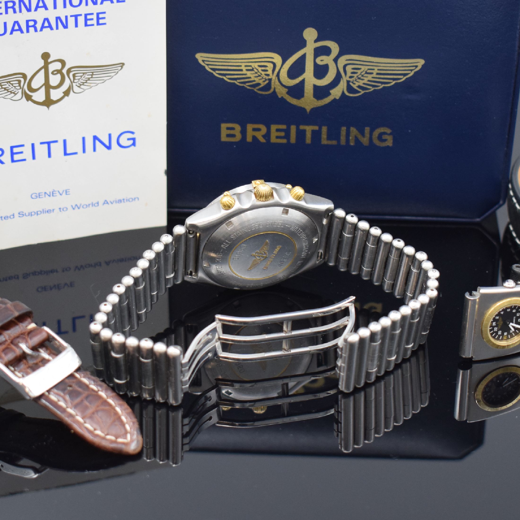 Detail f: BREITLING Chronomat Herrenarmbanduhr Referenz 81.950, Automatik, Schweiz um 1989, Gehäuse in Edelstahl/Gold komb. inkl. Roleauxband m. dopp. ...