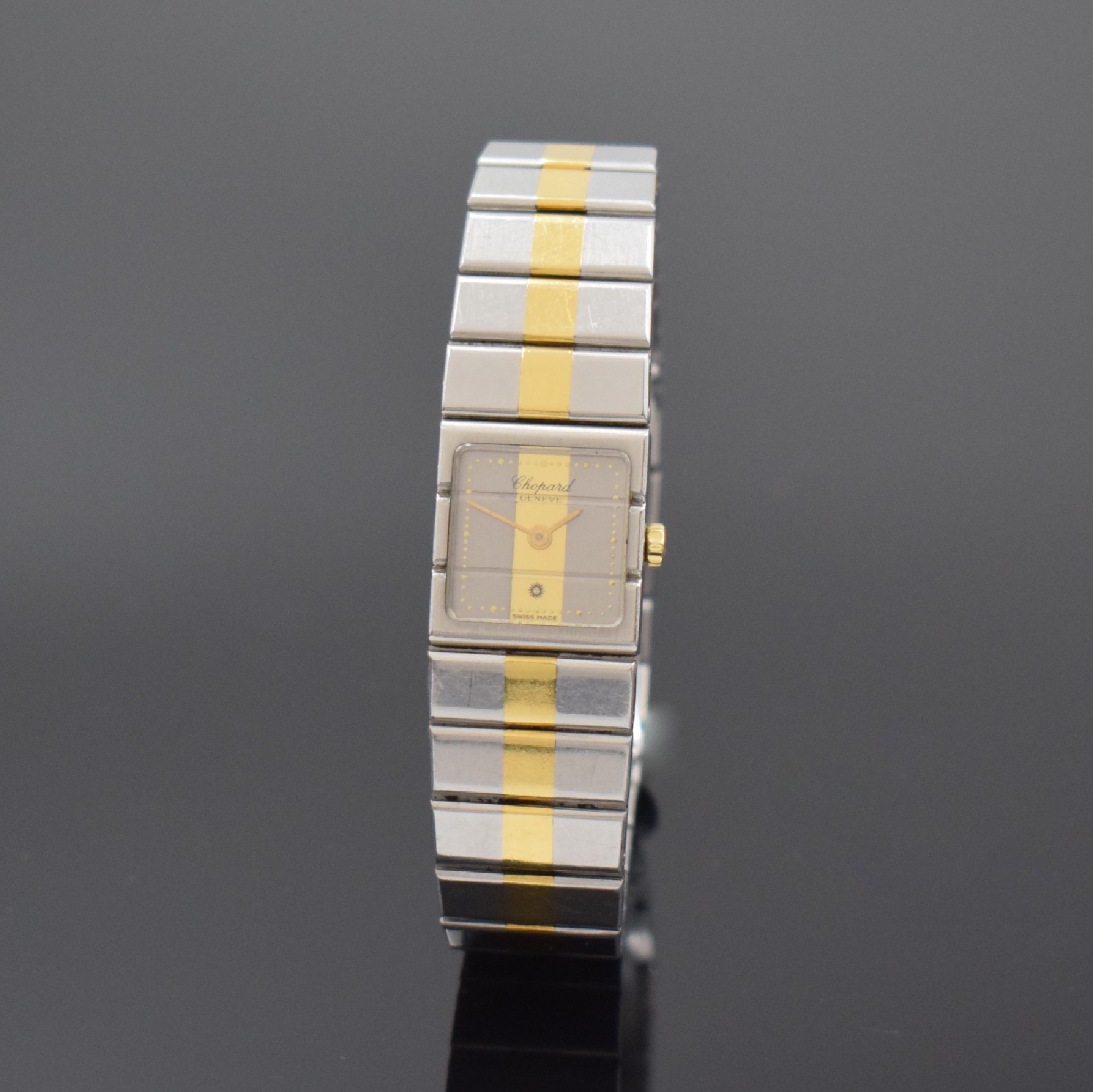 CHOPARD St. Moritz Damenarmbanduhr, Schweiz um 1985, quartz, Edelstahl/Gold komb., Monocoque-Geh., Gliederband m. dopp. Faltschließe, 2-farb. ...