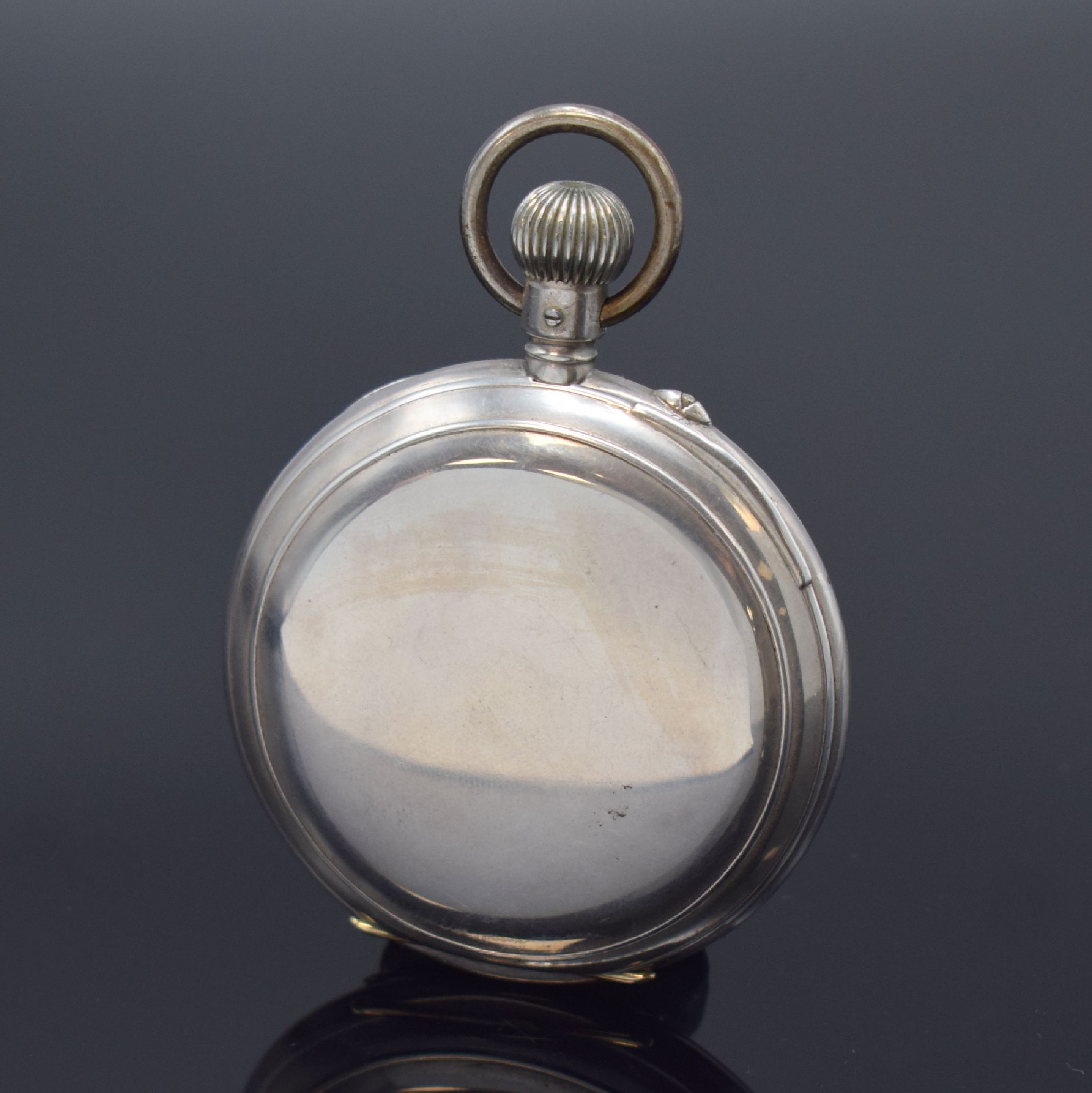 Detail a: A. LANGE & SÖHNE -DUF- Beobachtungsuhr in Silber, Deutschland um 1915, glattes Jürgens-Geh. m. Goldscharnieren l. dell., 2- teil. Emailzifferbl. m. ...