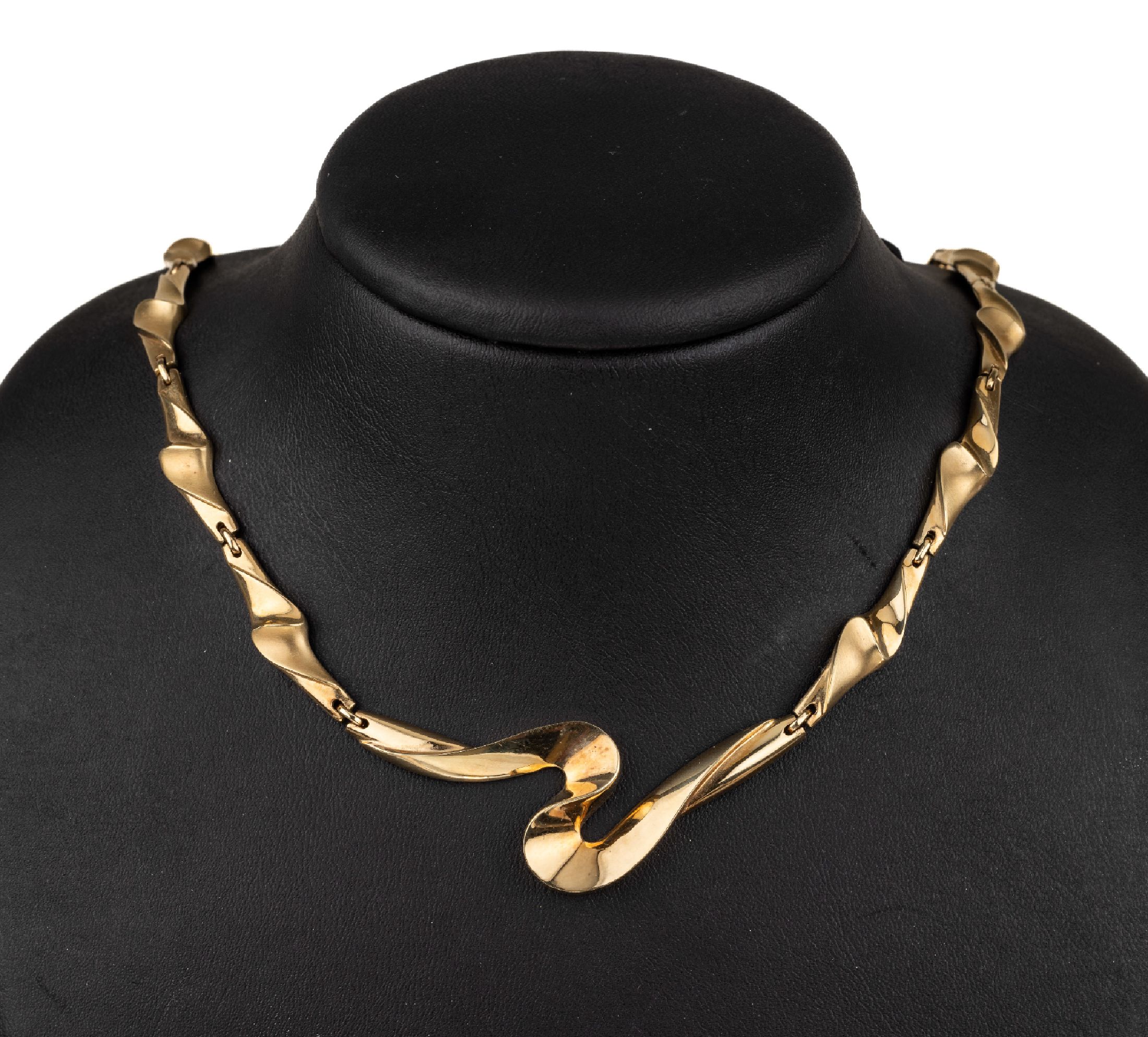 14 kt Gold Collier, GG 585/000, total ca. 36.4 g, L. ca. 44 cm, Kastenschloß mit Sicherheitsacht, passend zu Kat.-Nr. 02-2006 und 2007