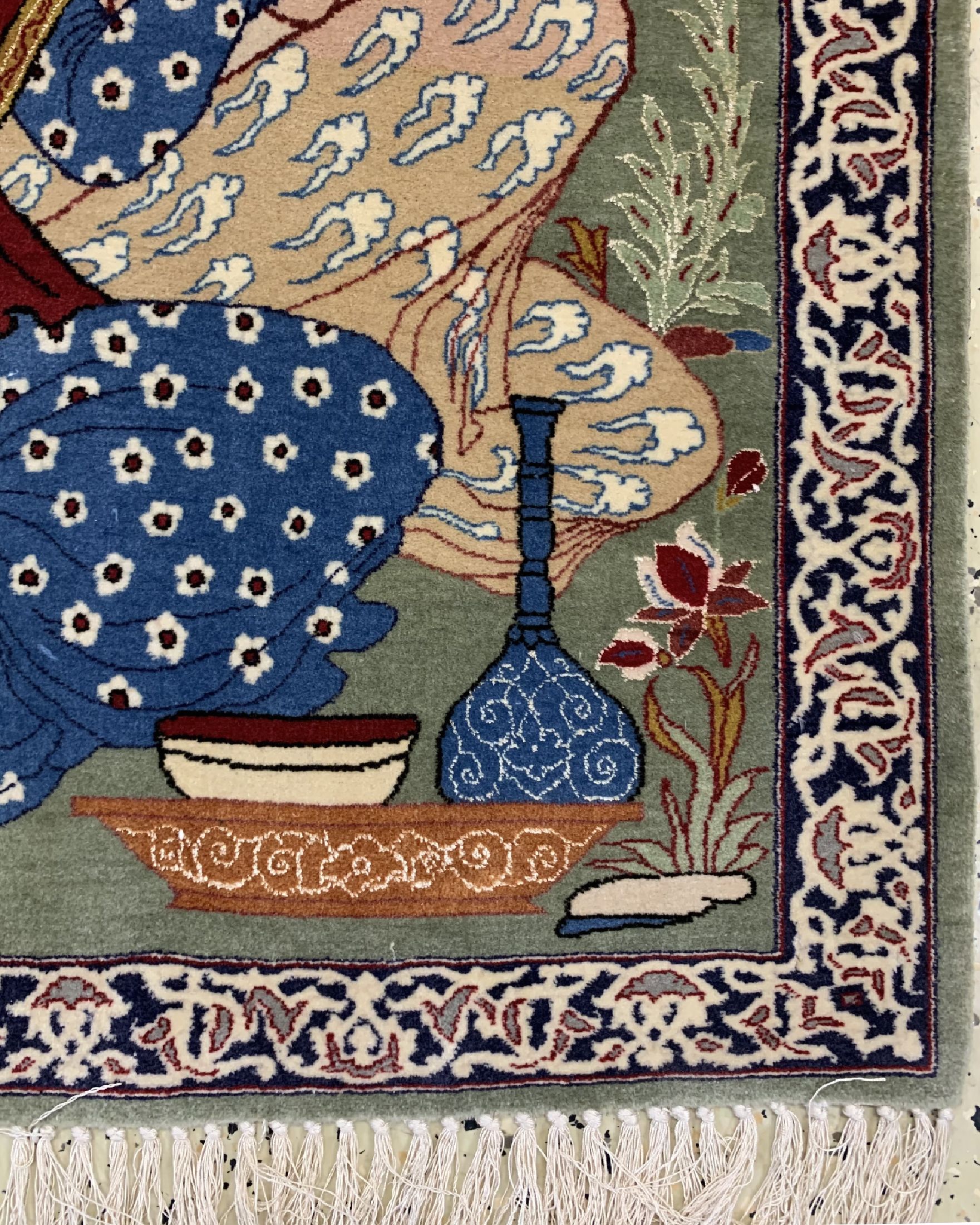 Detail b: Esfahan fein, Persien, ca. 50 Jahre, Korkwolle mit und auf Seide, ca. 106 x 69 cm, gereinigt, EHZ: 1-2