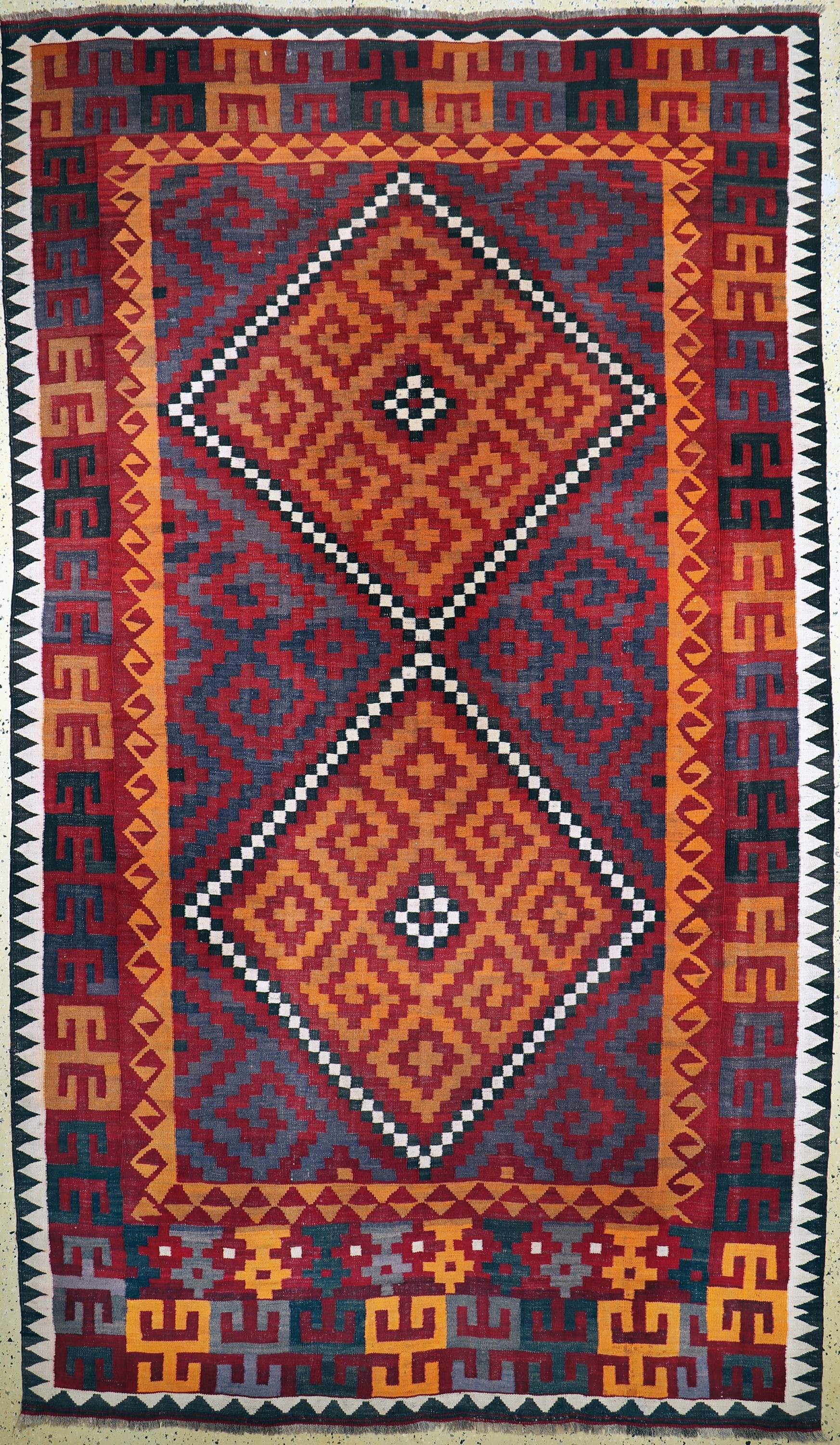 Uzbek Kelim, Uzbekistan, ca. 50 Jahre, Wolle auf Wolle, ca. 376 x 212 cm, EHZ: 2