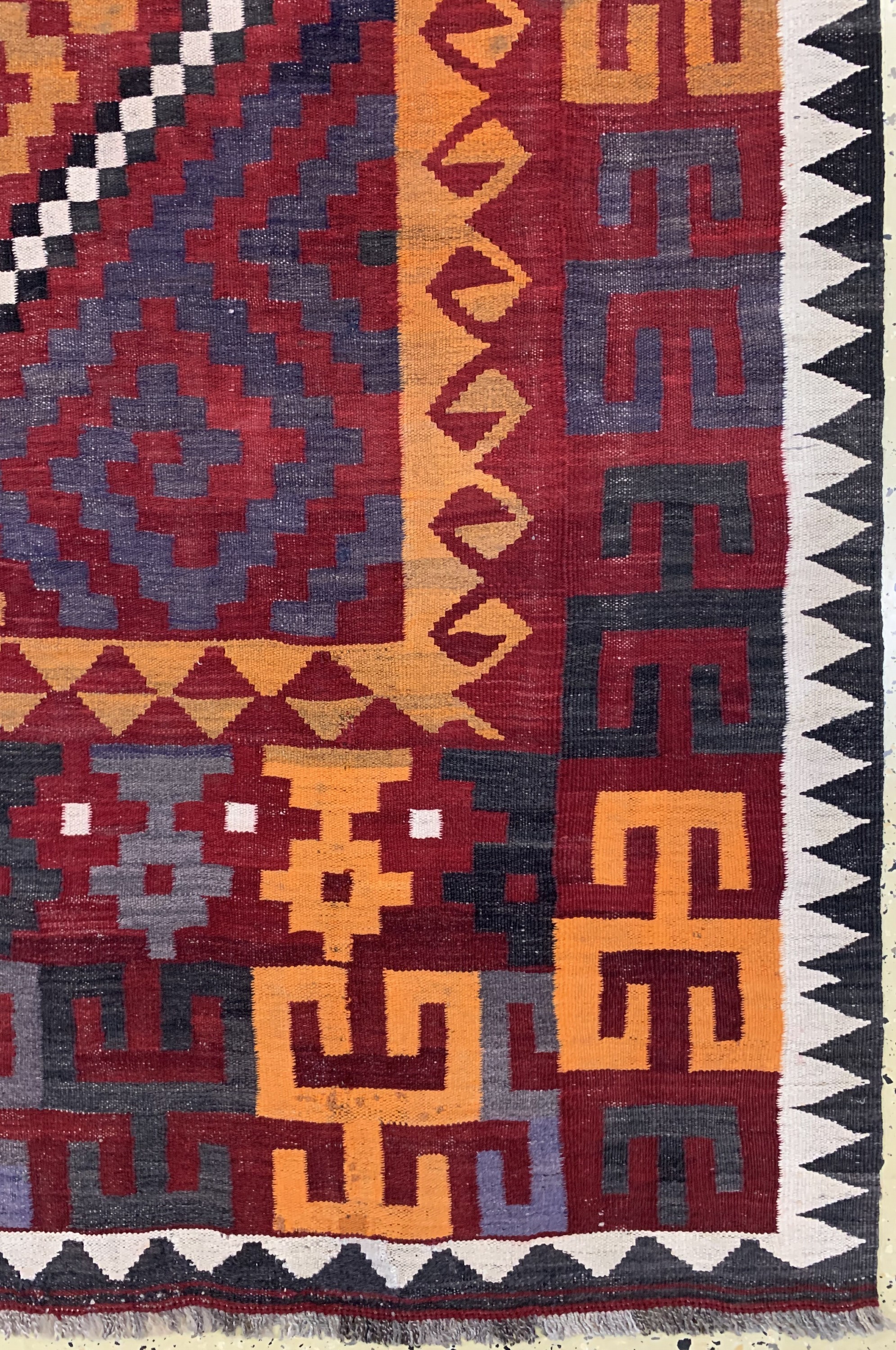 Detail a: Uzbek Kelim, Uzbekistan, ca. 50 Jahre, Wolle auf Wolle, ca. 376 x 212 cm, EHZ: 2