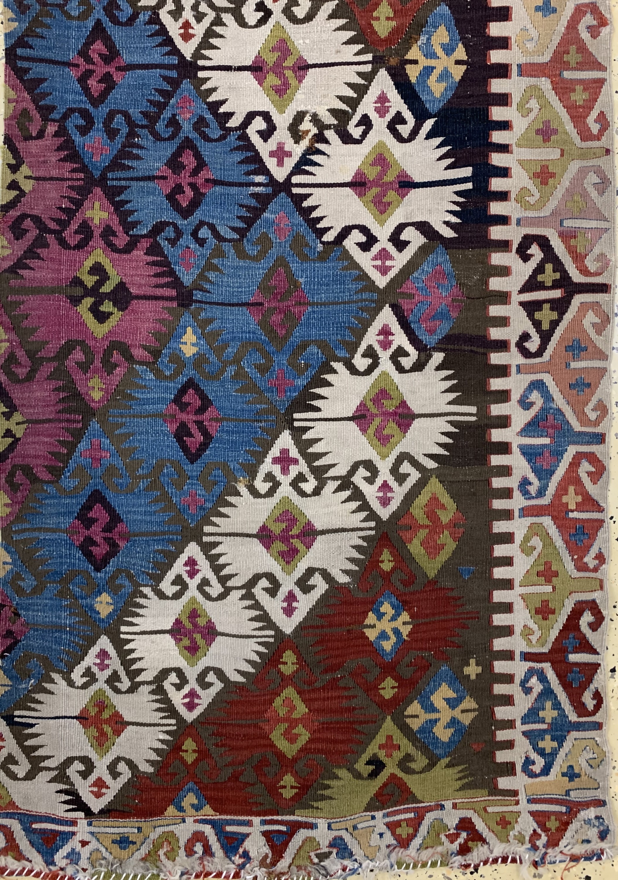 Detail d: Anatol Kelim antik, Türkei, 19.Jhd, Wolle auf Wolle, ca. 463 x 44 cm, EHZ: 3
