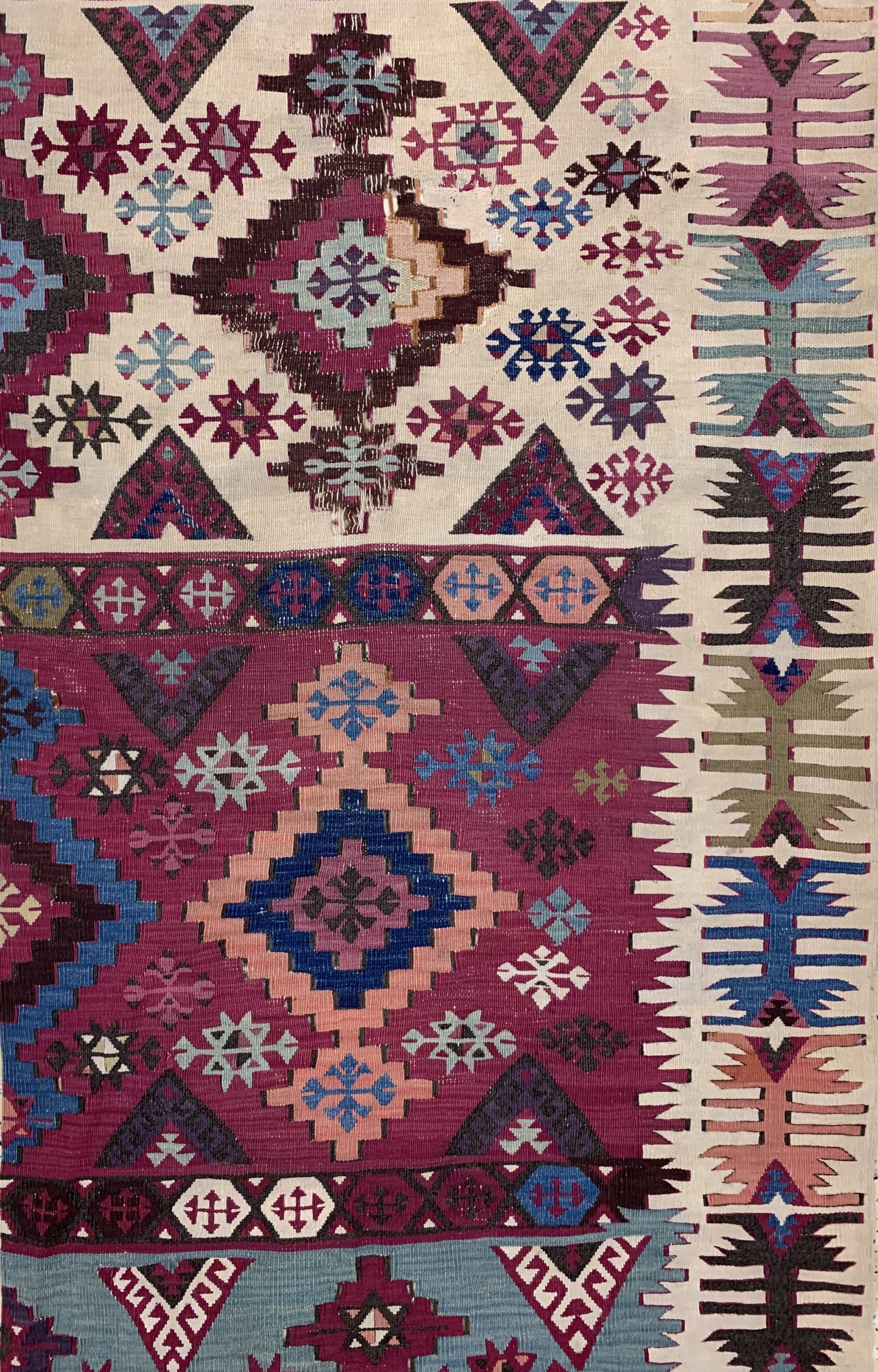 Detail c: Anatol Kelim antik, Türkei, 19.Jhd, Wolle auf Wolle, ca. 396 x 81 cm, EHZ: 4
