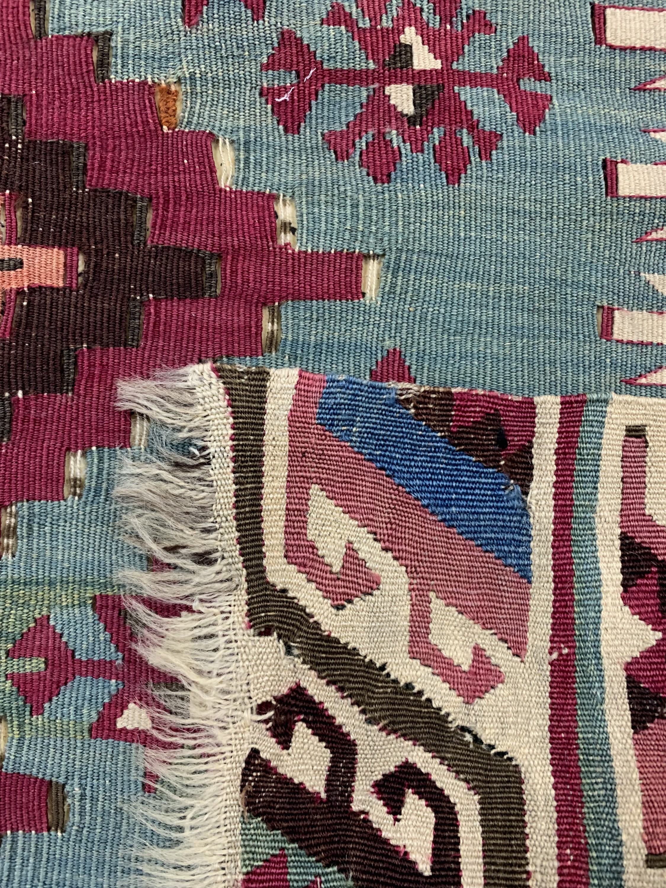 Detail e: Anatol Kelim antik, Türkei, 19.Jhd, Wolle auf Wolle, ca. 396 x 81 cm, EHZ: 4