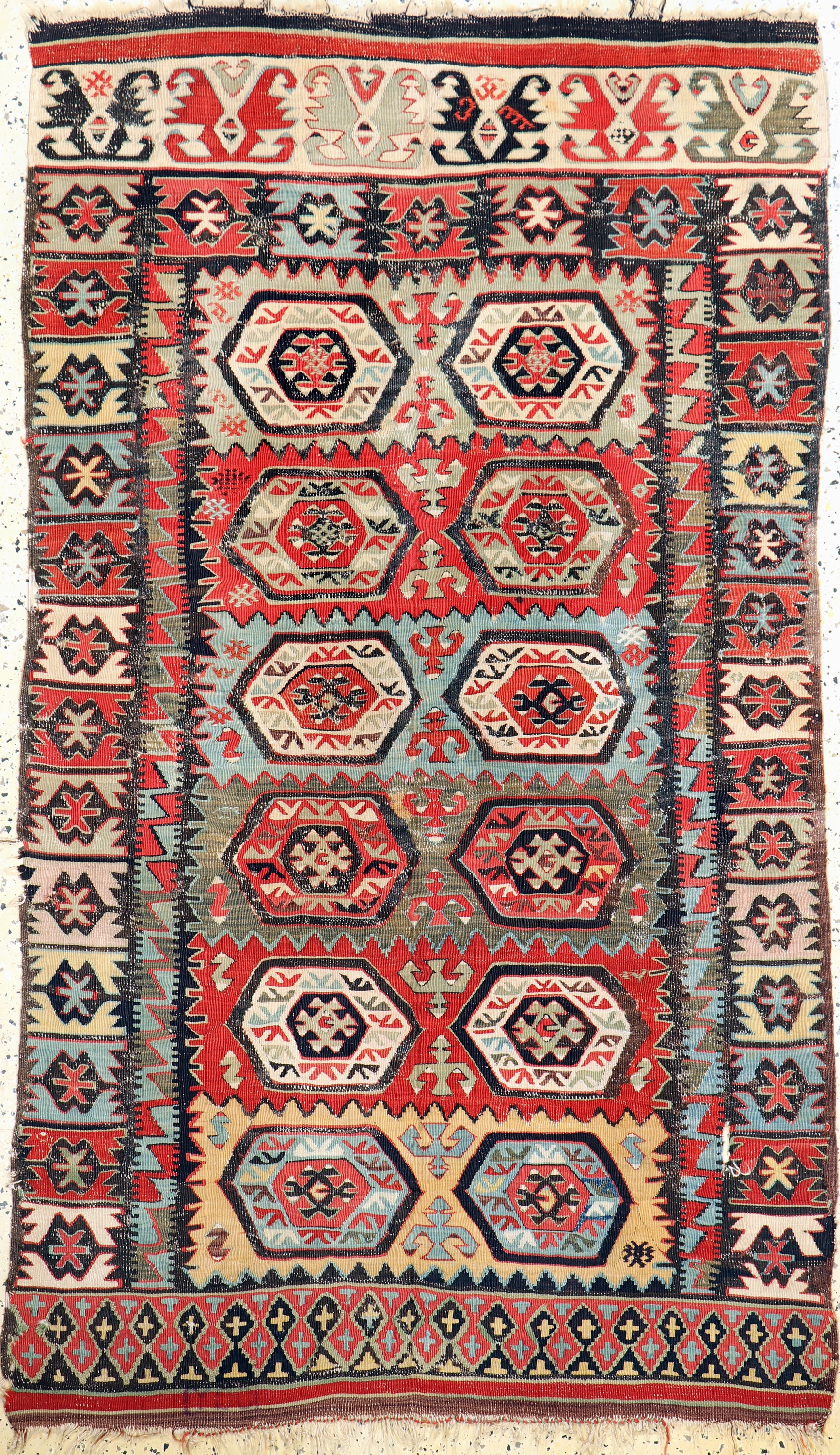 Anatol Kelim antik, Türkei, 19.Jhd, Wolle auf Wolle, ca. 190 x 110 cm, EHZ: 3-4
