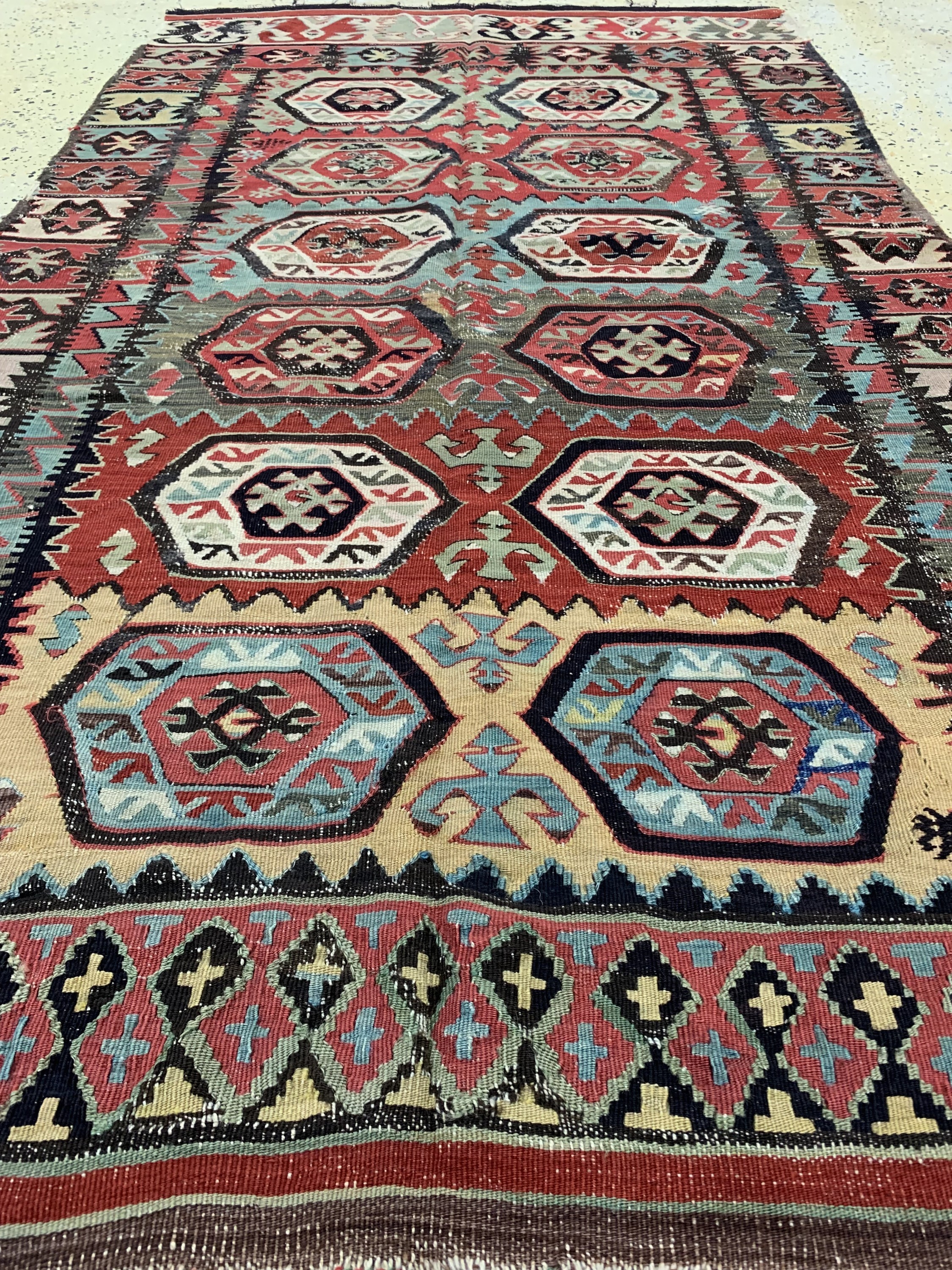 Detail d: Anatol Kelim antik, Türkei, 19.Jhd, Wolle auf Wolle, ca. 190 x 110 cm, EHZ: 3-4