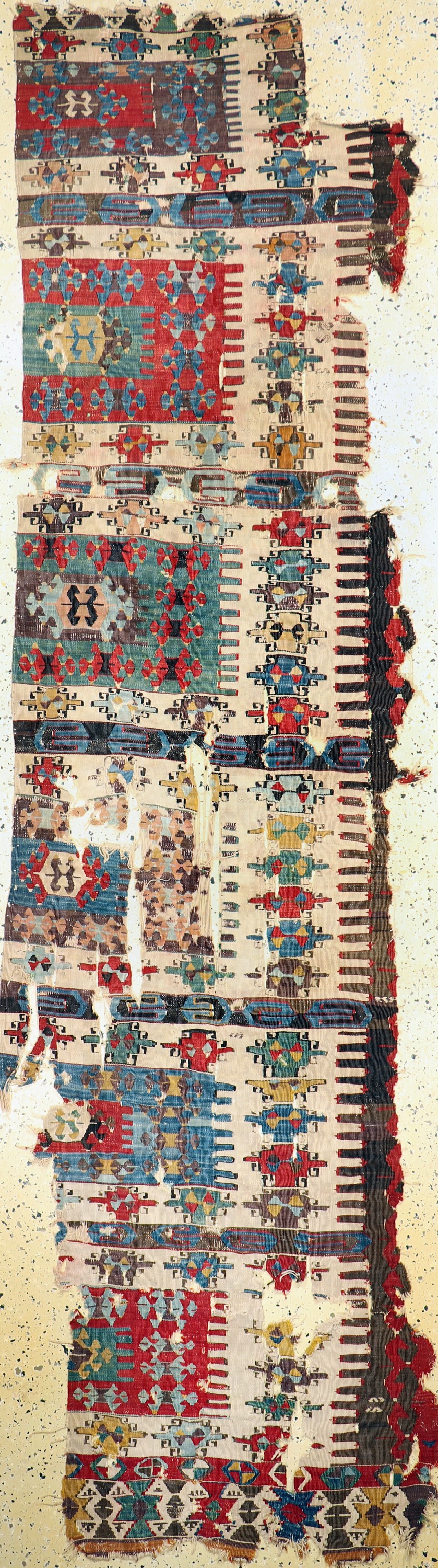 Früher Anatol Kelim, Türkei, Anfang 19.Jhd,Wolle auf Wolle, ca. 310 x 85 cm, EHZ: 4