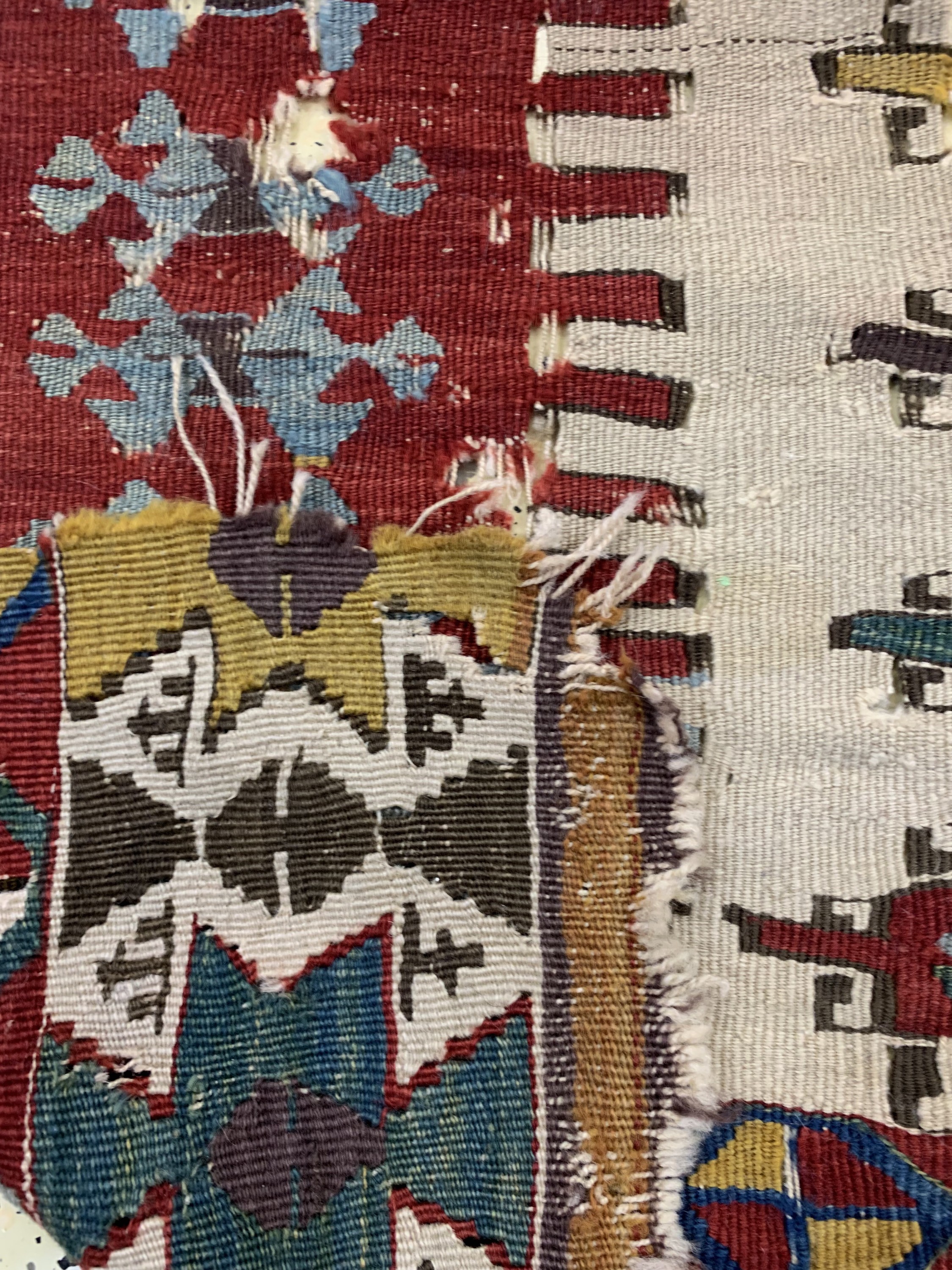 Detail e: Früher Anatol Kelim, Türkei, Anfang 19.Jhd,Wolle auf Wolle, ca. 310 x 85 cm, EHZ: 4