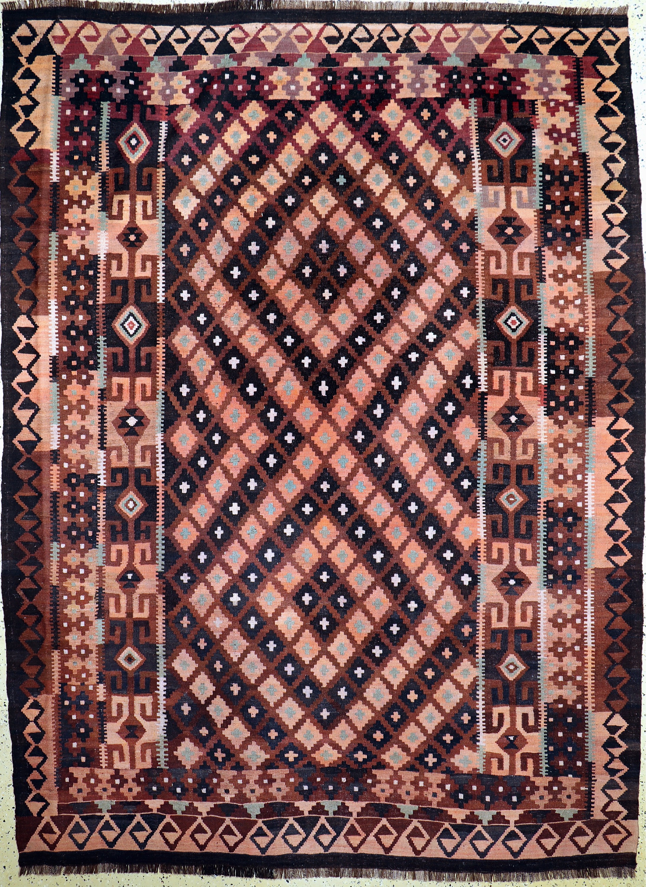 Uzbek Kelim, Uzbekistan, ca. 50 Jahre, Wolle auf Wolle, ca. 300 x 223 cm, EHZ: 1-2