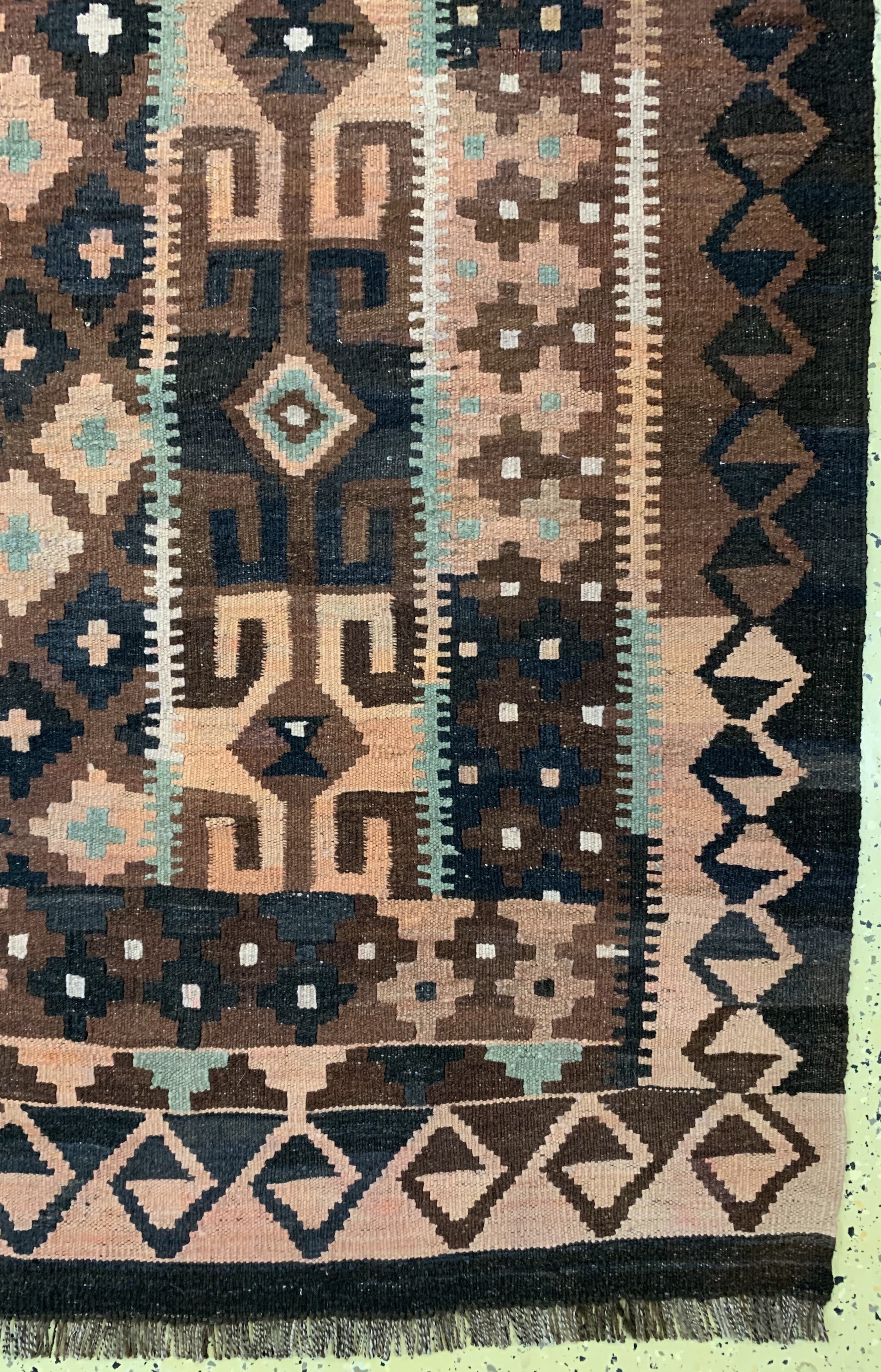Detail a: Uzbek Kelim, Uzbekistan, ca. 50 Jahre, Wolle auf Wolle, ca. 300 x 223 cm, EHZ: 1-2