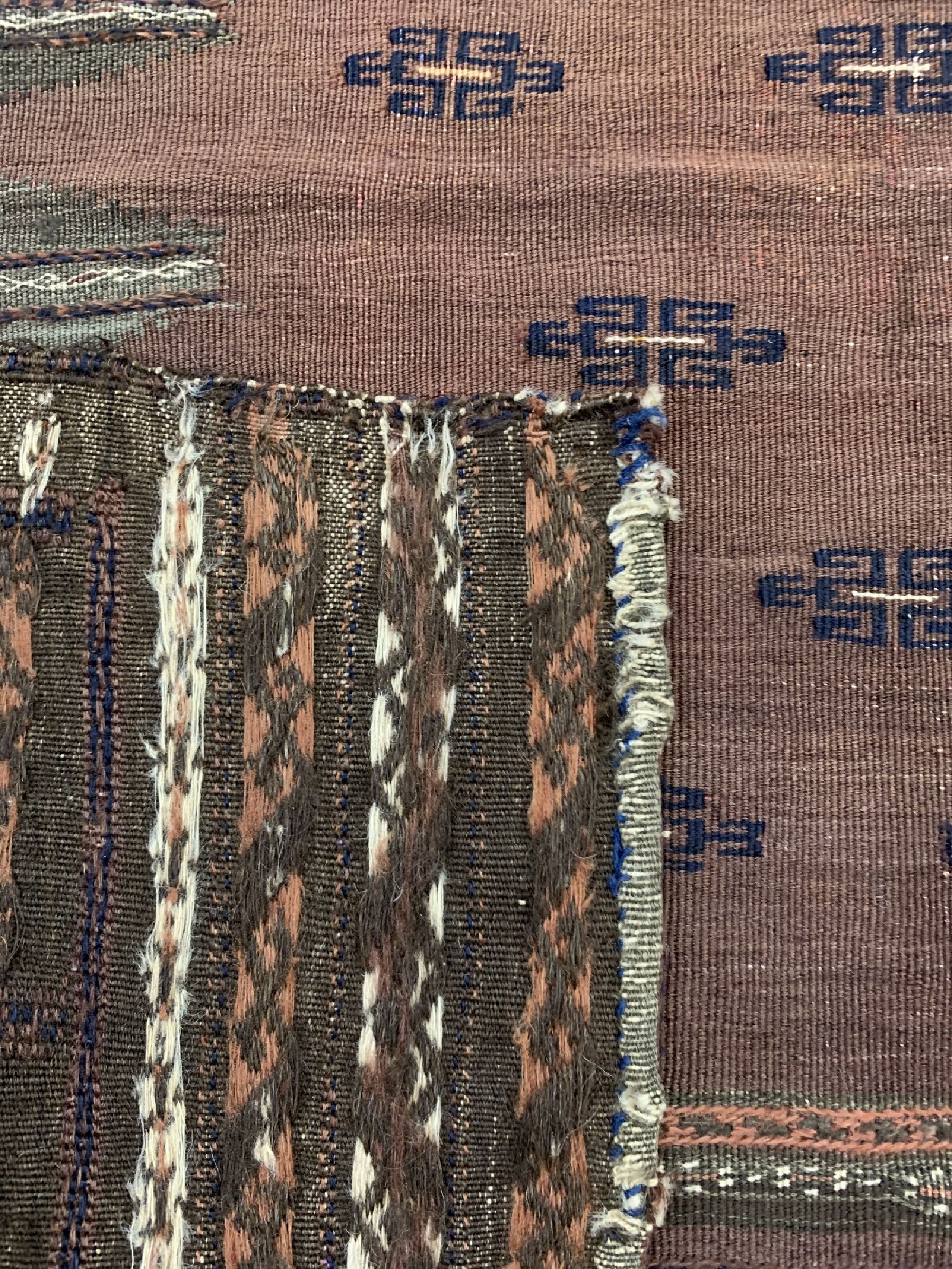 Detail d: Belutsch Sofreh, Persien, 19.Jhd, Wolle aufWolle, ca. 137 x 123 cm, EHZ: 1-2