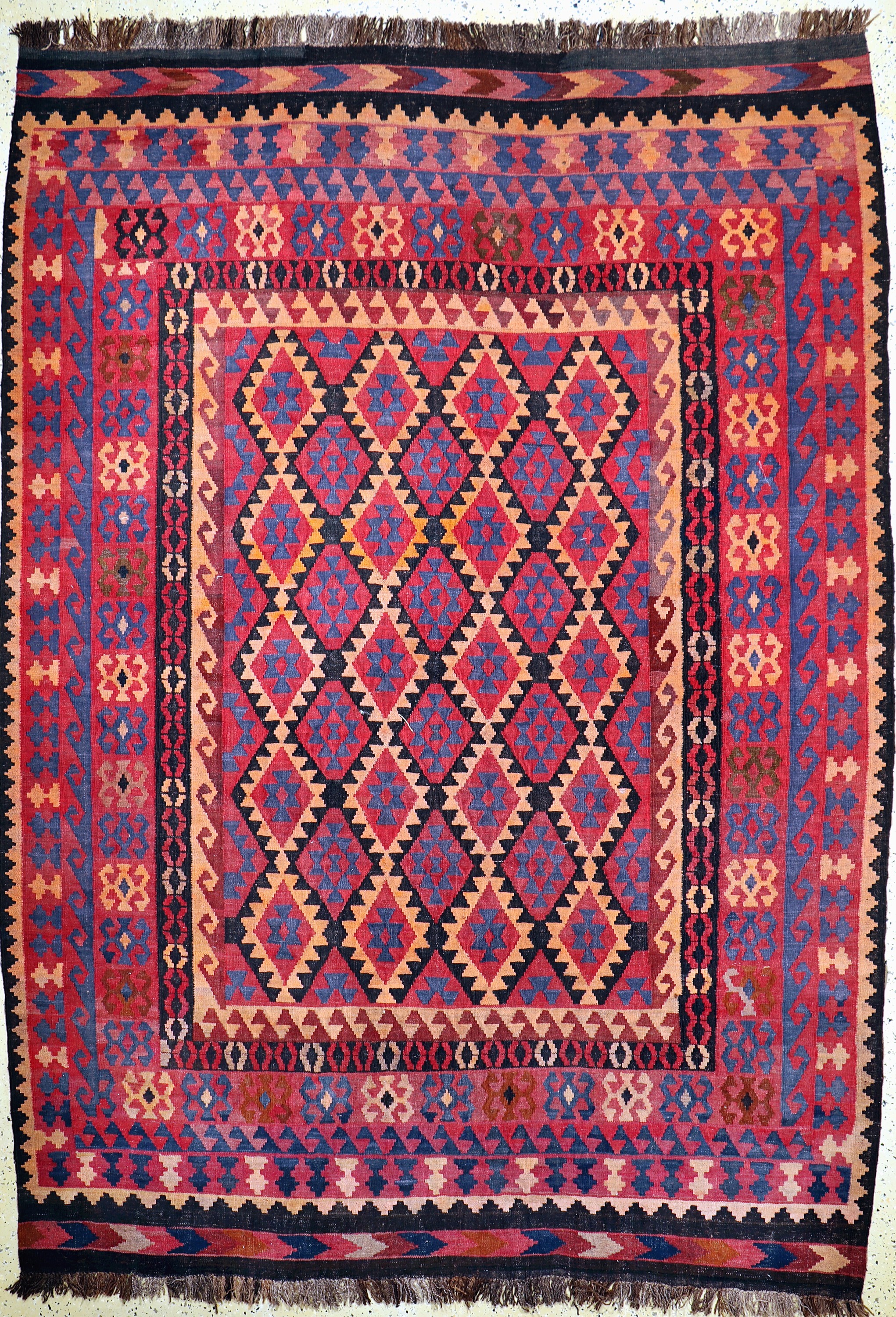 Uzbek Kelim, Uzbekistan, ca. 50 Jahre, Wolle auf Wolle, ca. 293 x 205 cm, EHZ: 1-2