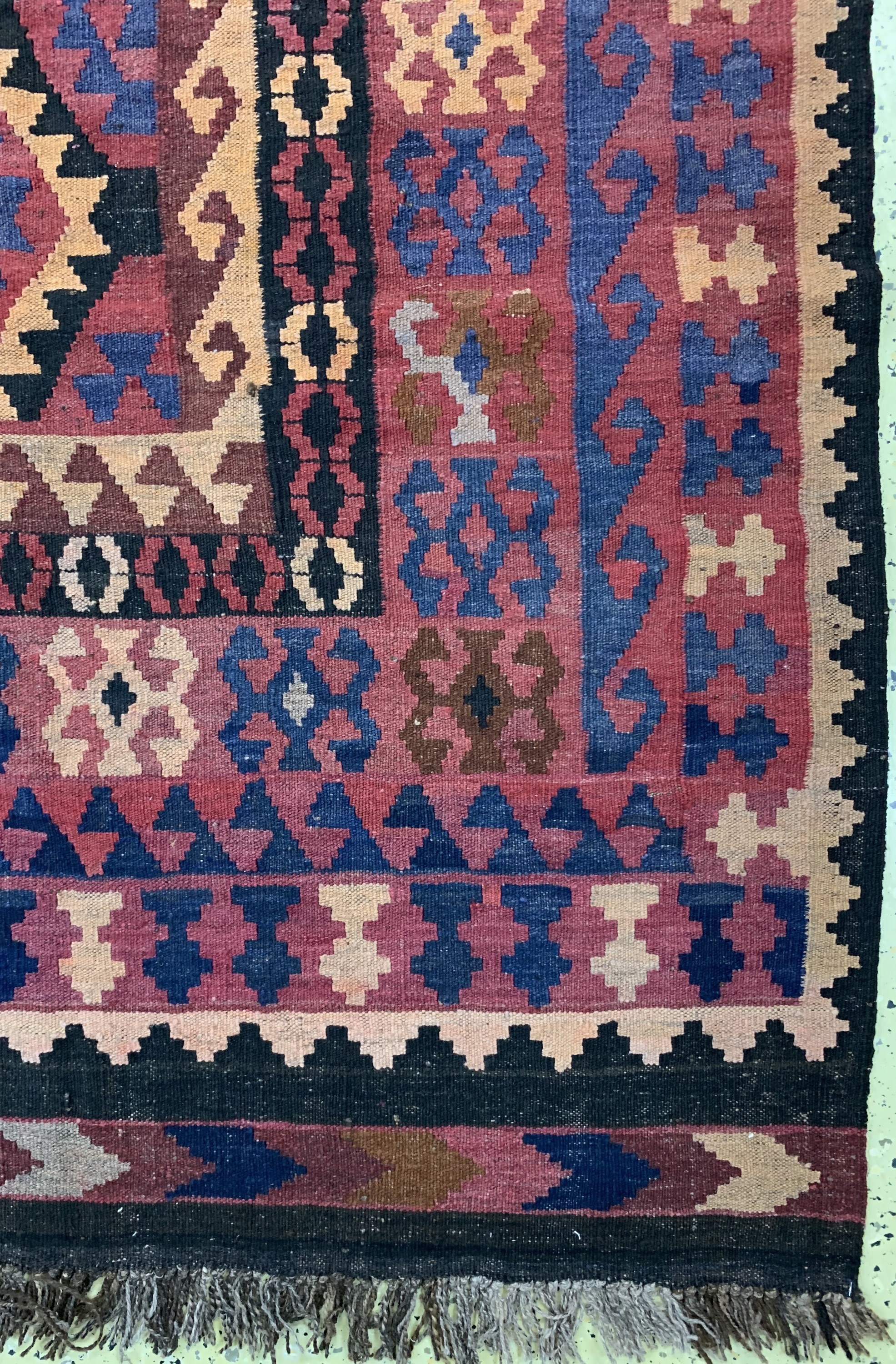 Detail a: Uzbek Kelim, Uzbekistan, ca. 50 Jahre, Wolle auf Wolle, ca. 293 x 205 cm, EHZ: 1-2