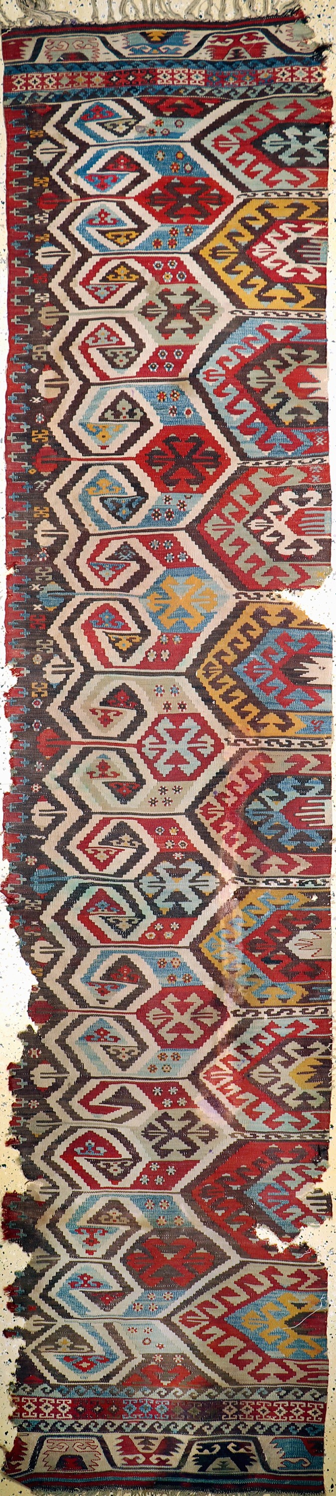 Anatol Kelim antik, Türkei, 19.Jhd, Wolle auf Wolle, ca. 385 x 85 cm, EHZ: 4