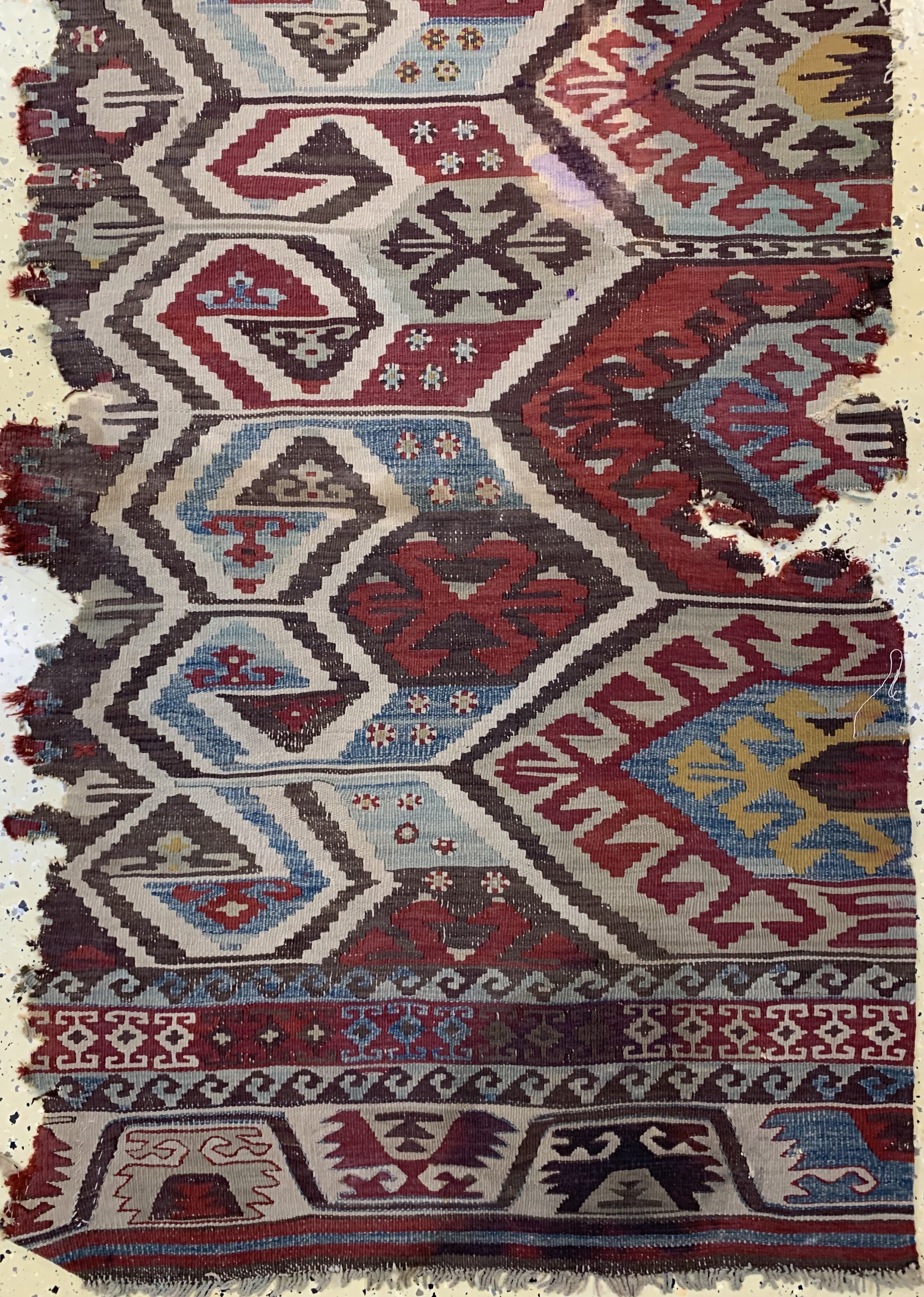 Detail a: Anatol Kelim antik, Türkei, 19.Jhd, Wolle auf Wolle, ca. 385 x 85 cm, EHZ: 4