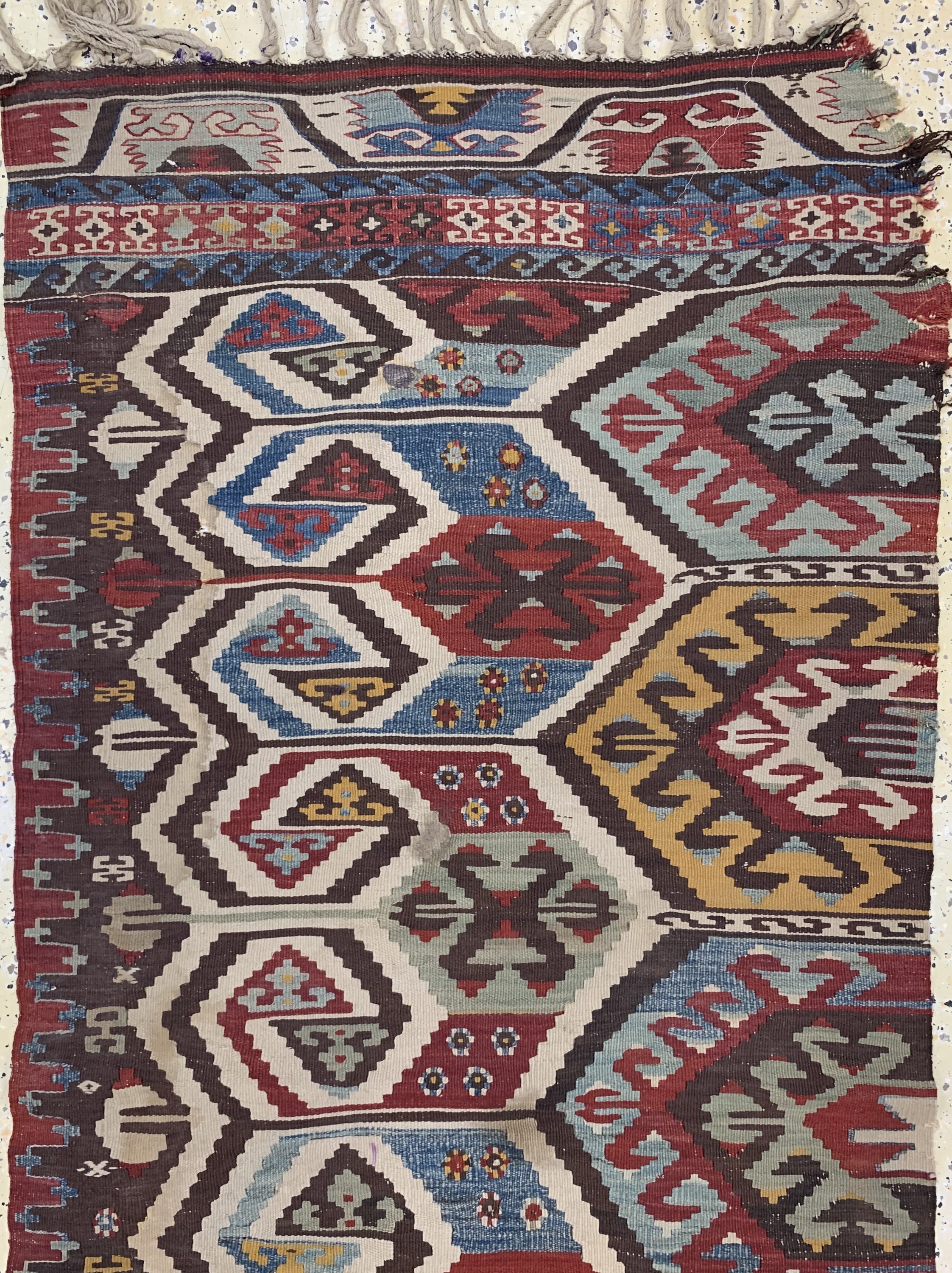 Detail b: Anatol Kelim antik, Türkei, 19.Jhd, Wolle auf Wolle, ca. 385 x 85 cm, EHZ: 4