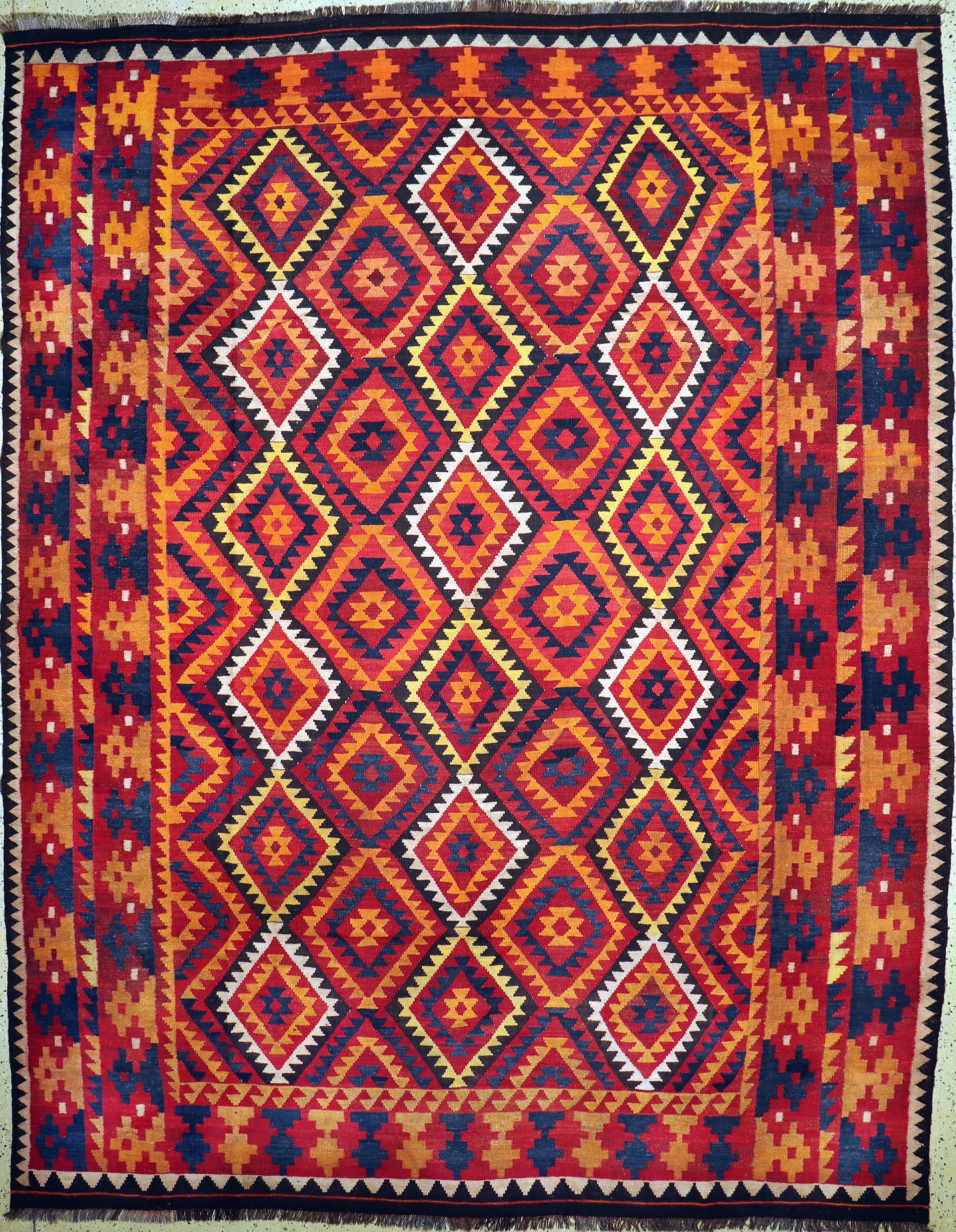 Uzbek Kelim, Uzbekistan, um 1950, Wolle aufWolle, ca. 370 x 286 cm, EHZ: 1-2