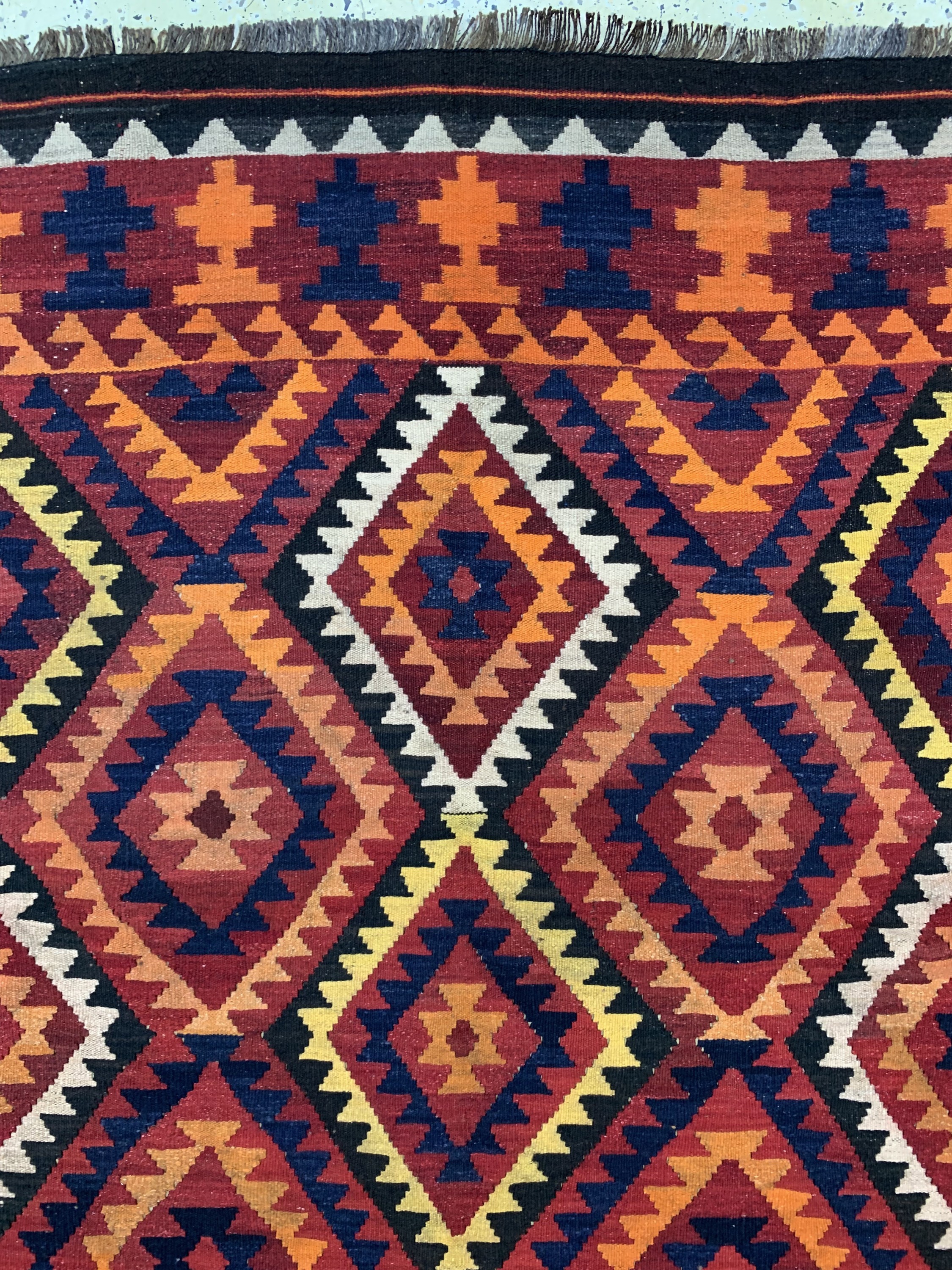 Detail c: Uzbek Kelim, Uzbekistan, um 1950, Wolle aufWolle, ca. 370 x 286 cm, EHZ: 1-2