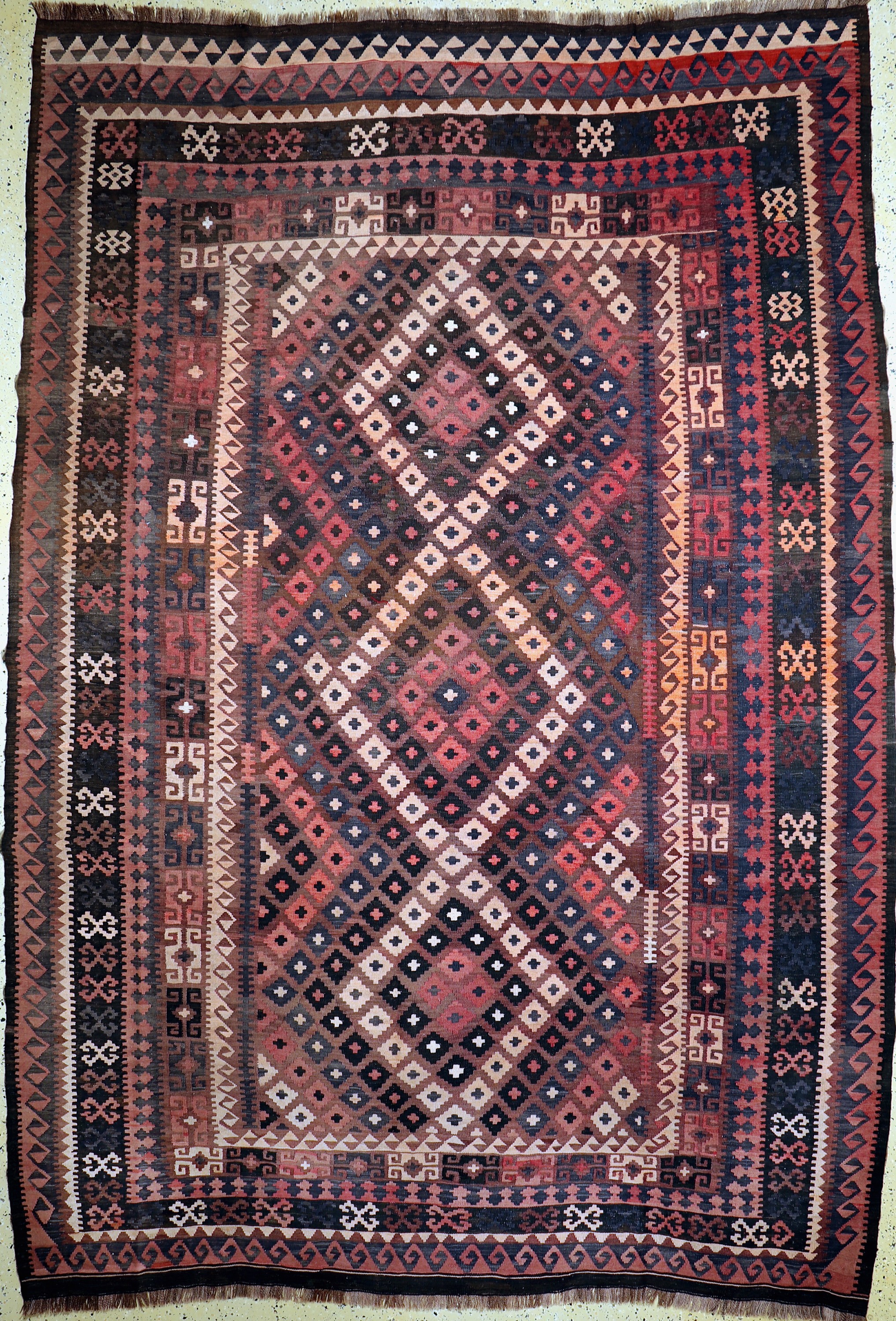 Uzbek Kelim, Uzbekistan, ca. 50 Jahre, Wolle auf Wolle, ca. 350 x 240 cm, EHZ: 2