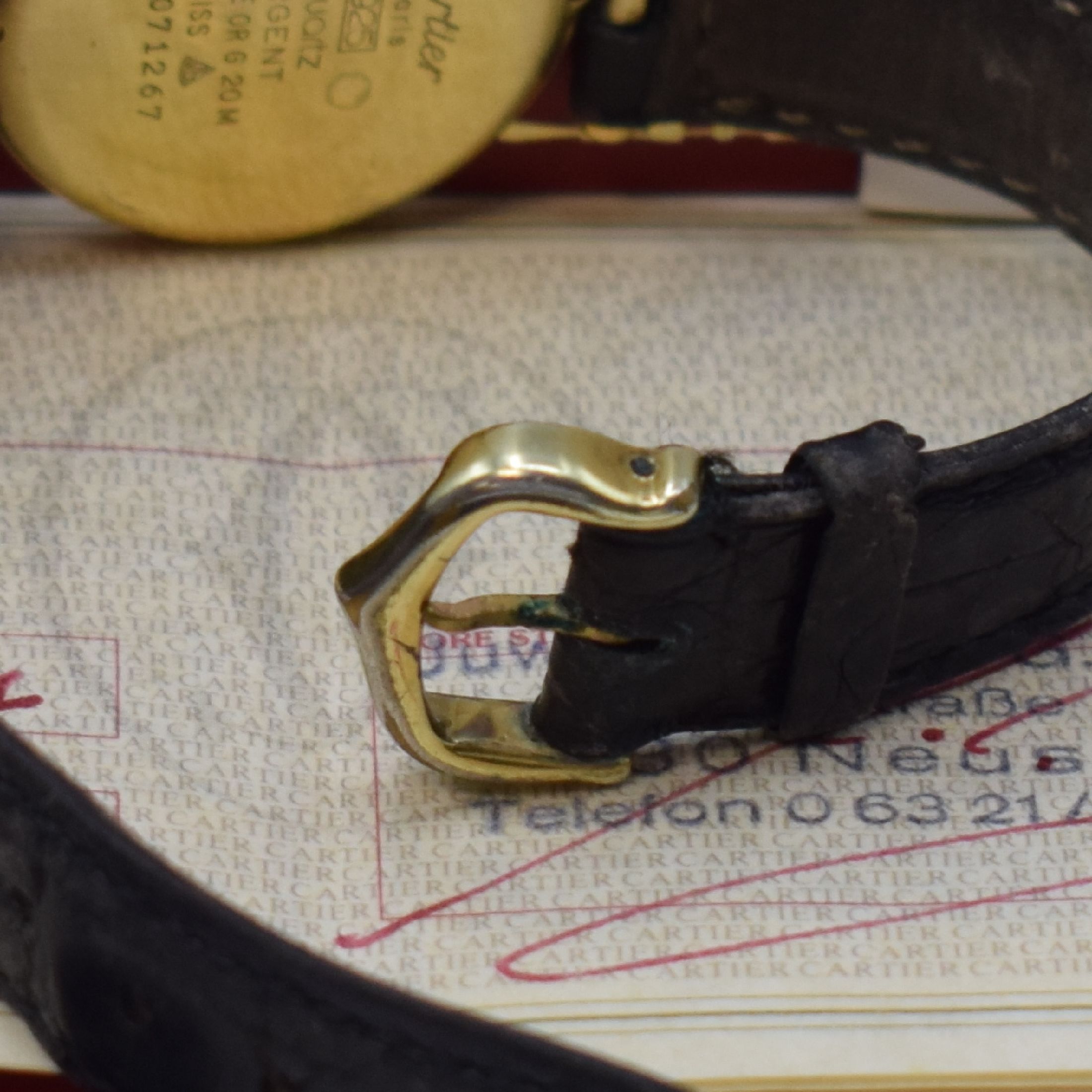 Detail b: CARTIER Vendome Damenarmbanduhr in Vermail, Schweiz lt. orig. Papier verkauft 1986, quartz, 2-fach verschr. Geh. in vergoldetem Sterling-Silber, ...