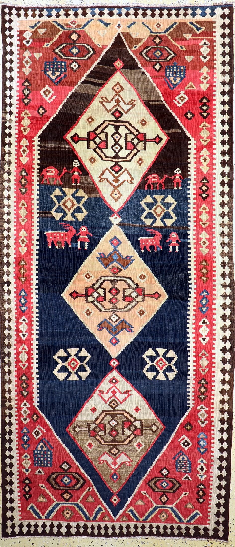Azeri Kelim, Azerdaijan, um 1940, Wolle aufBaumwolle, ca. 296 x 130 cm, EHZ: 1-2