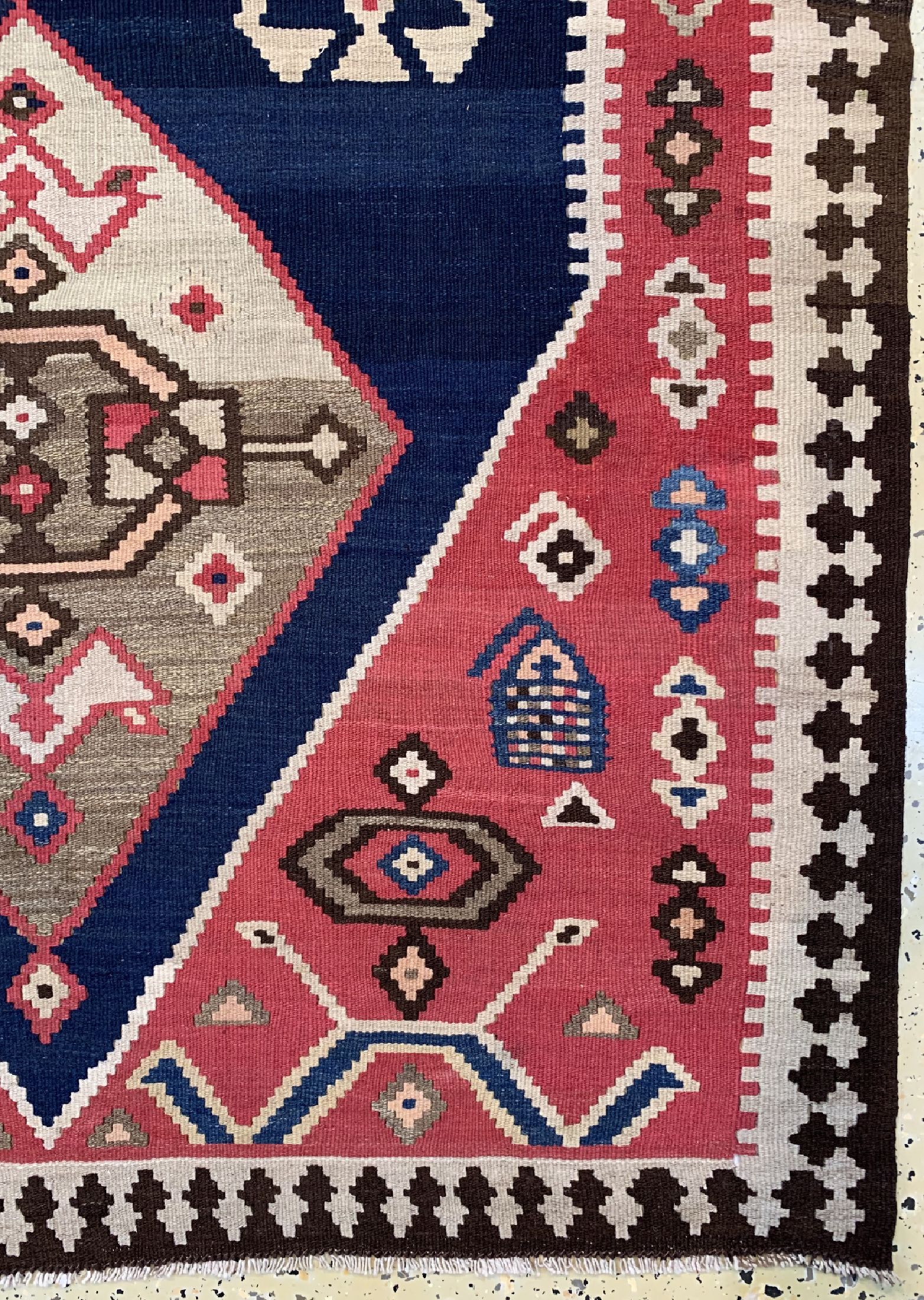 Detail a: Azeri Kelim, Azerdaijan, um 1940, Wolle aufBaumwolle, ca. 296 x 130 cm, EHZ: 1-2