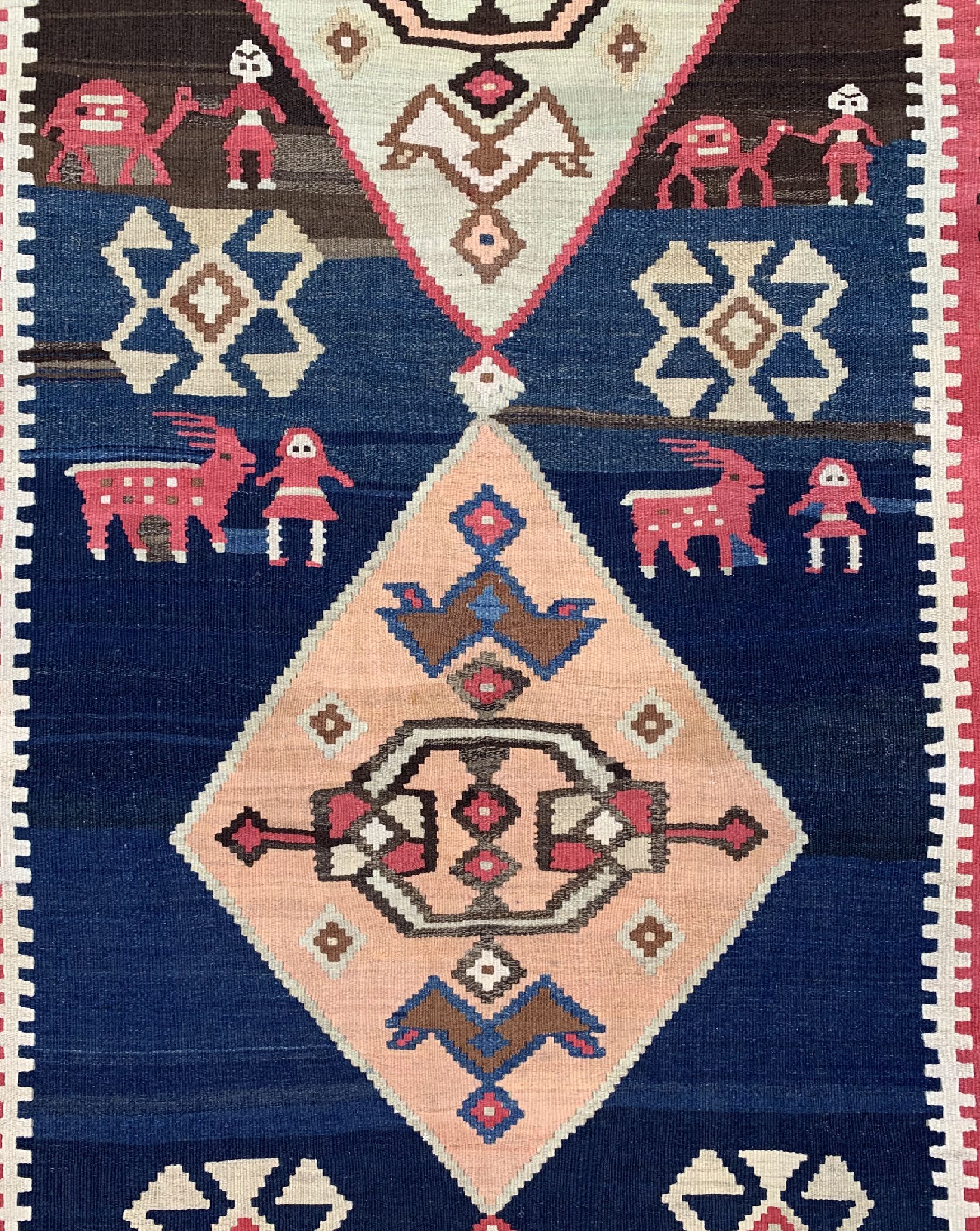 Detail c: Azeri Kelim, Azerdaijan, um 1940, Wolle aufBaumwolle, ca. 296 x 130 cm, EHZ: 1-2