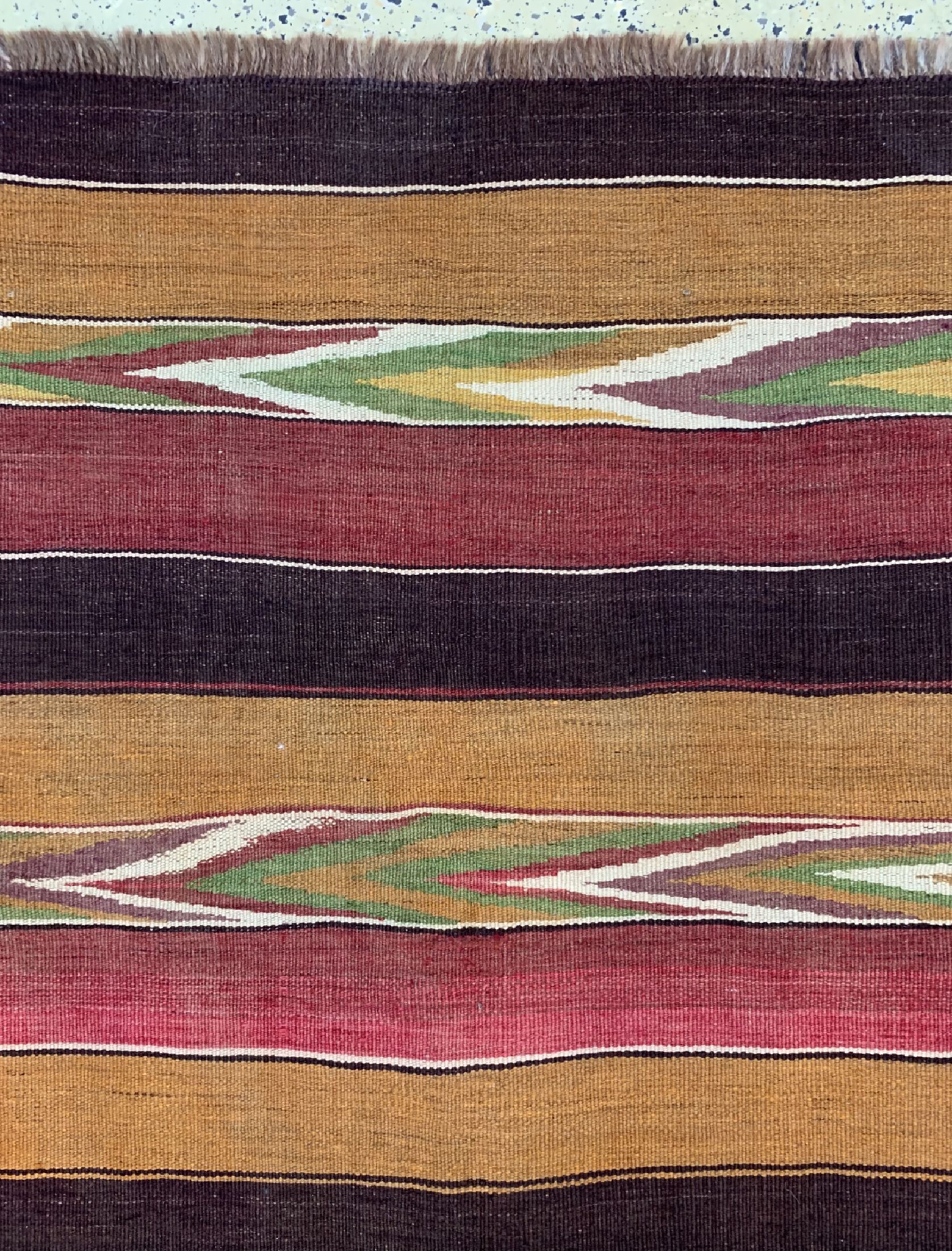 Detail c: Tadjiken Kelim, Tadjikistan, um 1930, Wolleauf Wolle, ca. 143 x 152 cm, EHZ: 1-2