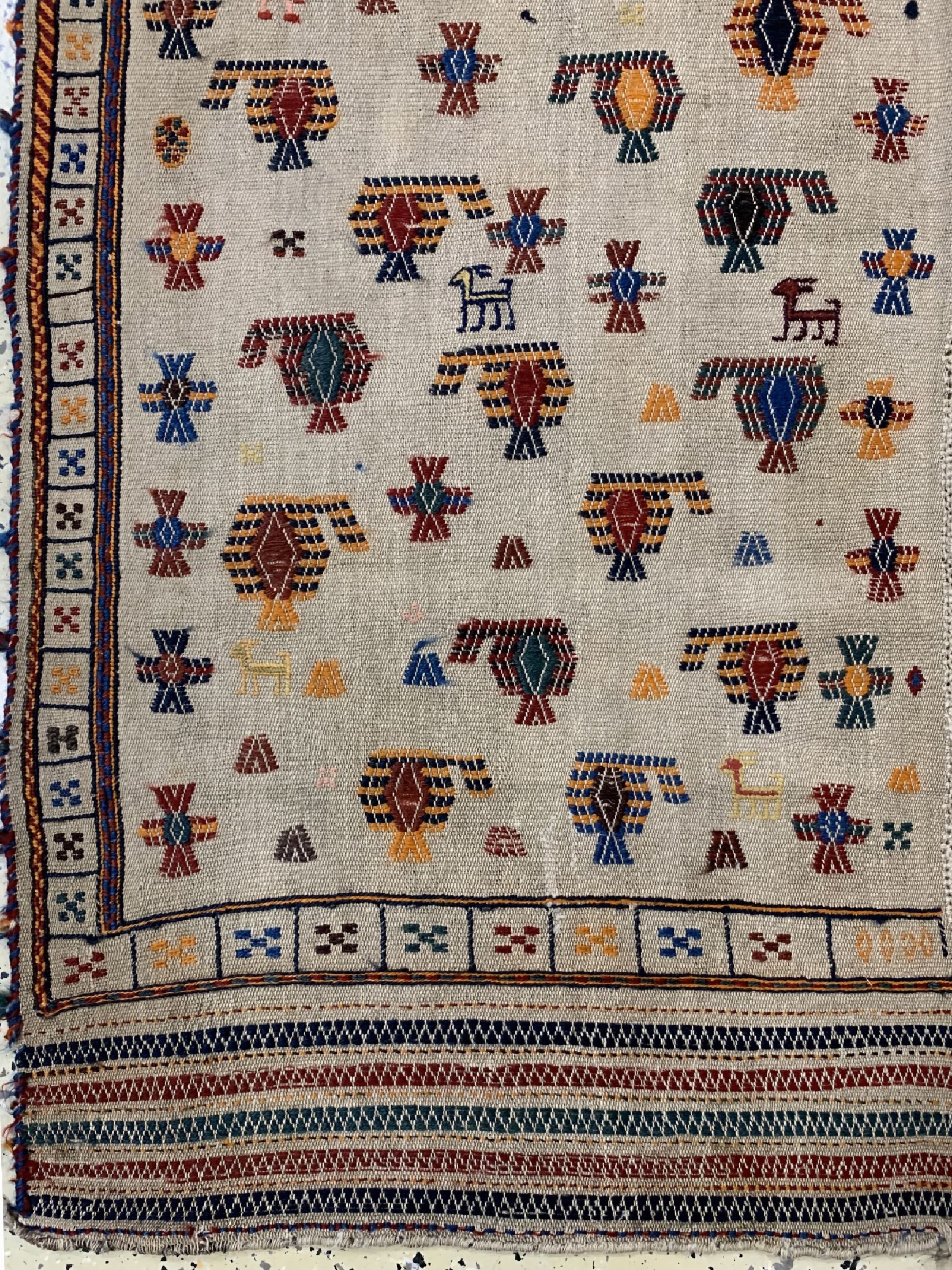Detail b: Ghaschgai Shaddah, Persien, um 1930, Wolle auf Wolle, ca. 320 x 141 cm, EHZ: 3