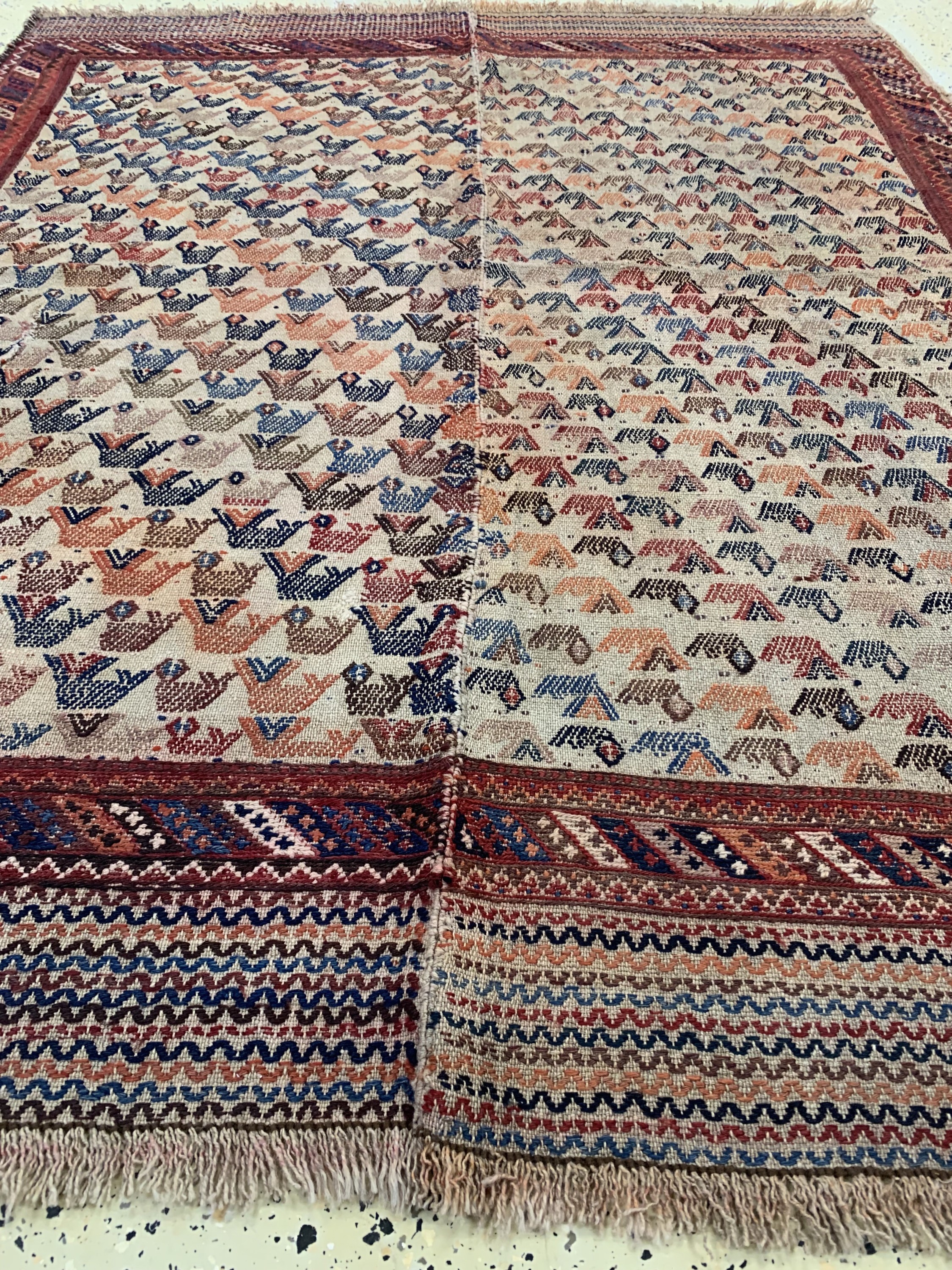 Detail d: Afschar Shaddah, Persien, um 1900, Wolle auf Wolle, ca. 205 x 165 cm, EHZ: 3