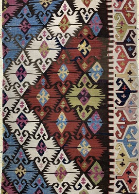 26710252b - Anatol Kilim antique, Turkey, 19th century, wool on wool, approx. 463 x 44 cm, condition: 3. Rugs, Carpets & Flatweaves