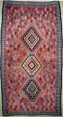Image 26710260 - Azeri Kilim antique, Azerdaijan, around 1920, wool on cotton, approx. 424 x 240 cm, condition: 2. Rugs, Carpets & Flatweaves