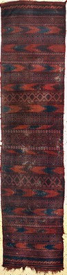 Image 26710262 - Baloch Kilim antique, Persia, 19th century, wool on wool, approx. 300 x 73 cm, condition: 3 (stained). Rugs, Carpets & Flatweaves