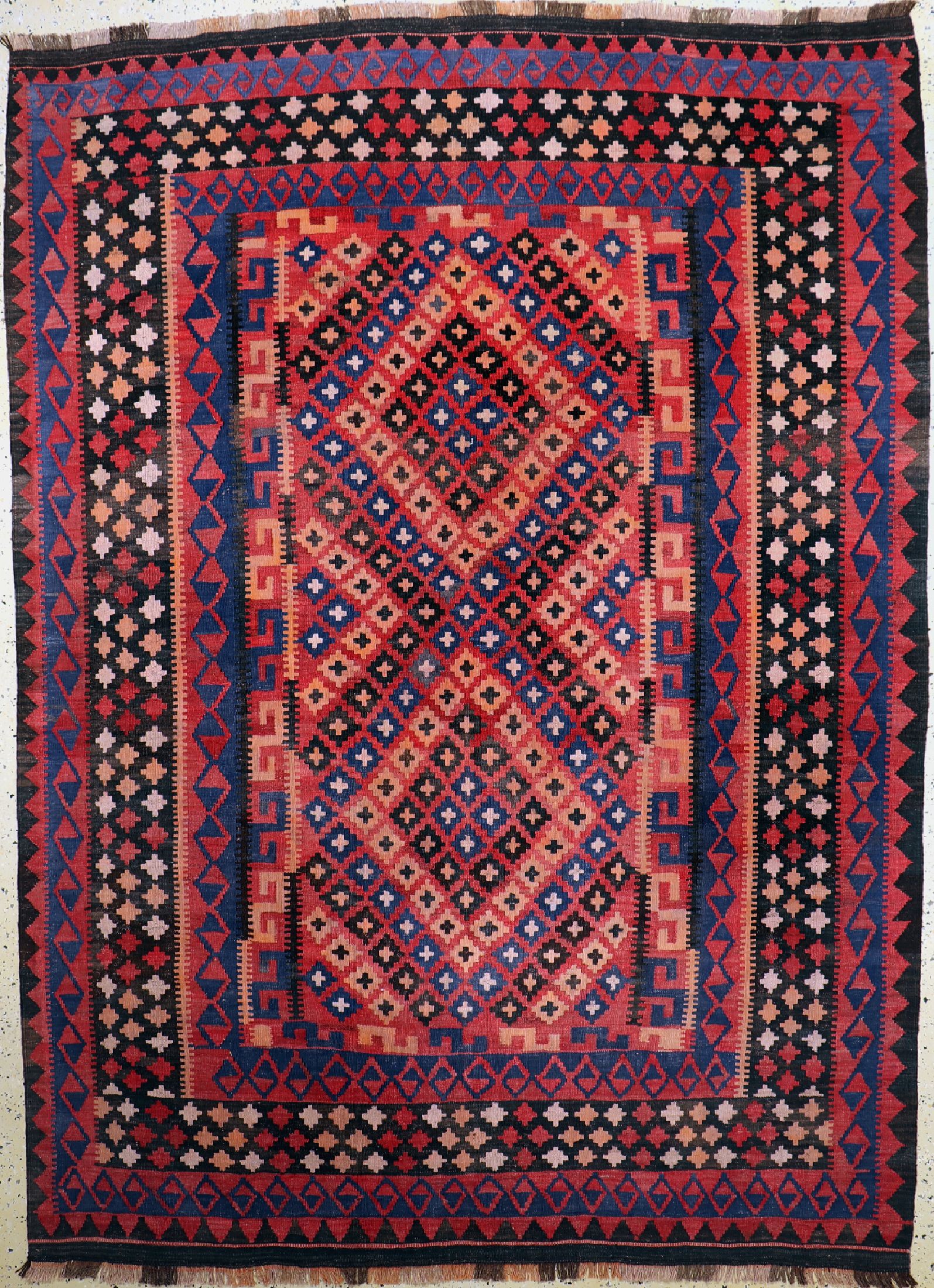 Uzbek Kelim, Uzbekistan, um 1960, Wolle aufWolle, ca. 273 x 200 cm, EHZ: 1-2